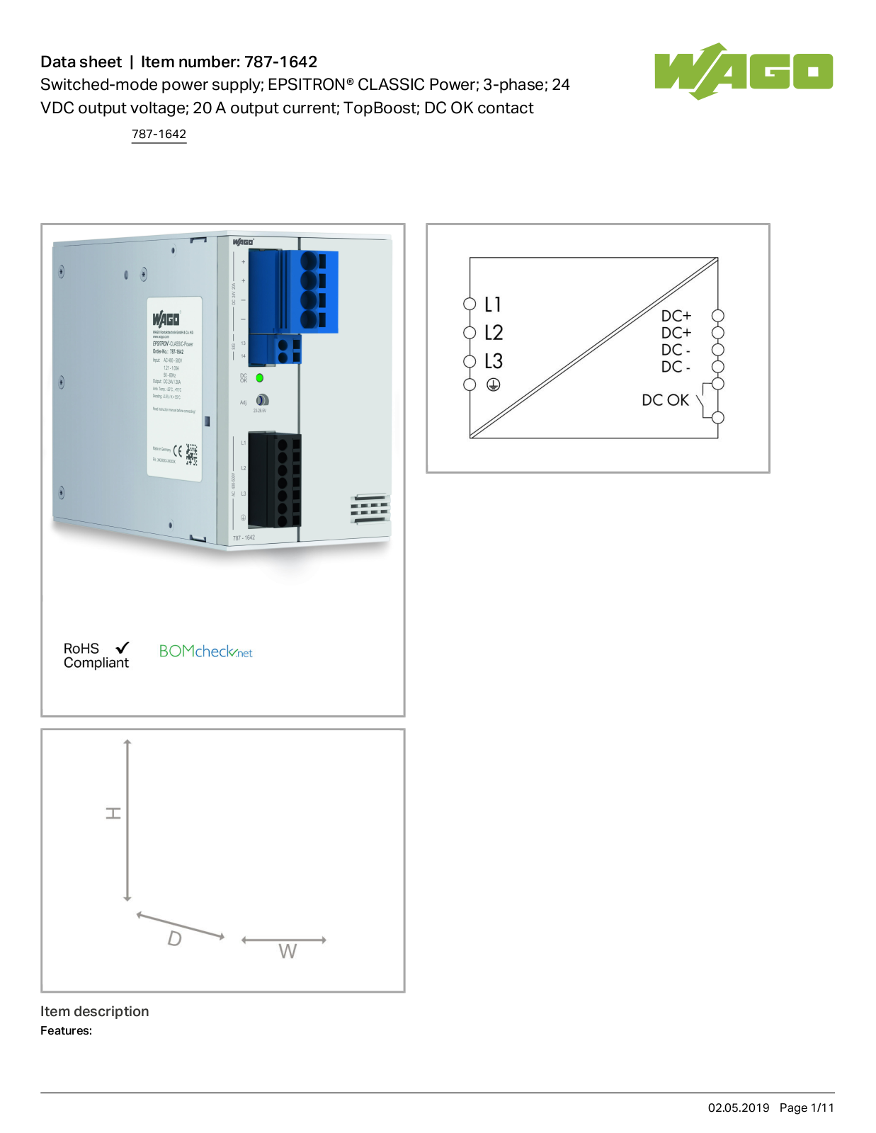 Wago 787-1642 Data Sheet