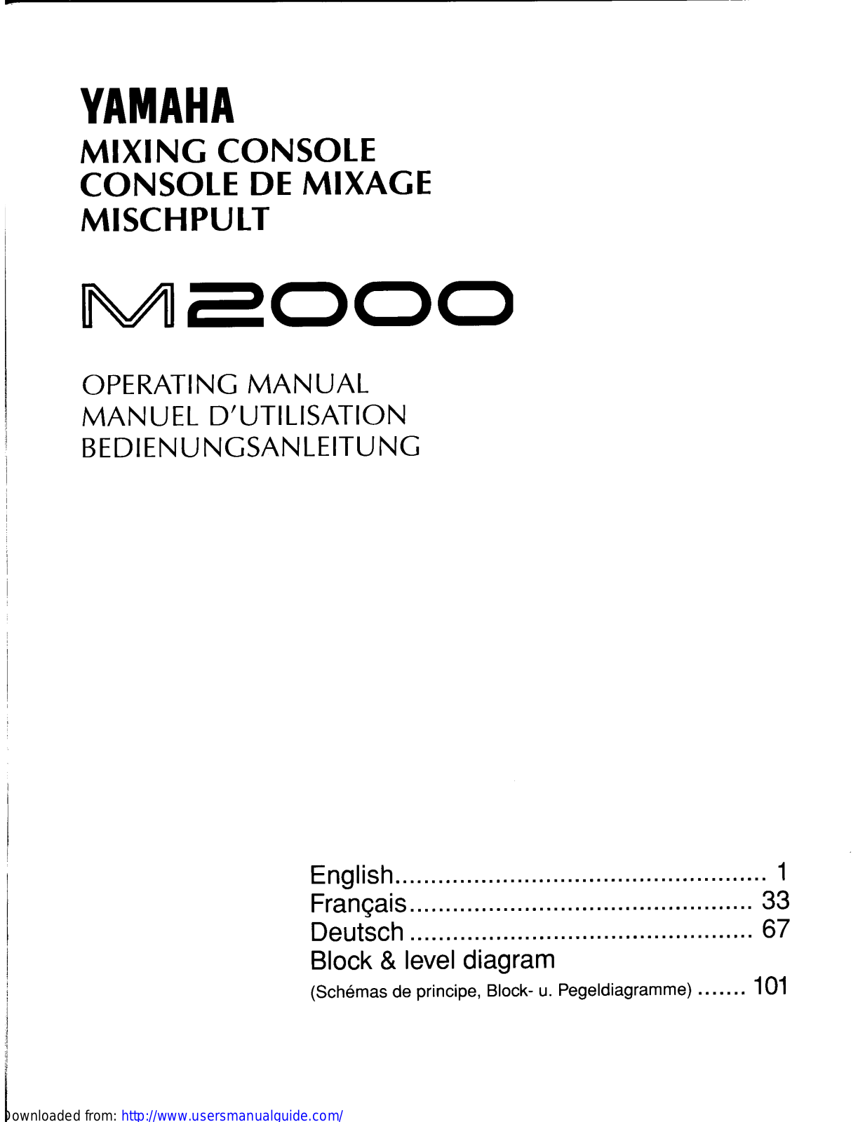Yamaha Audio M2000 User Manual
