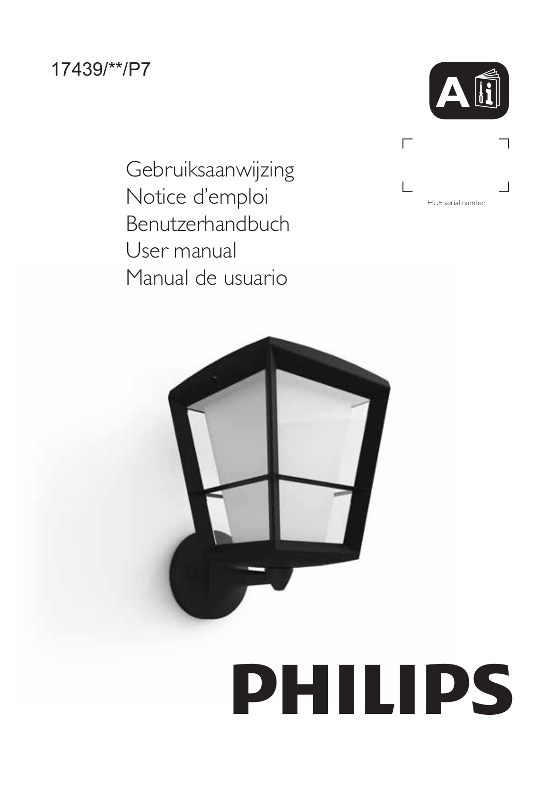 Philips Econic buitenwandlamp klassiek staand User manual