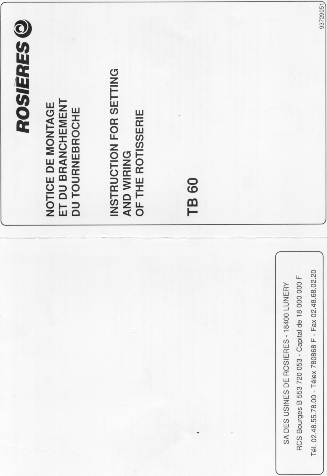 Rosieres TB 60 User Manual