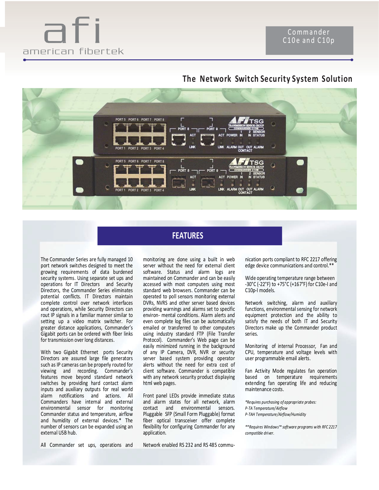 American Fibertek C10p Specsheet