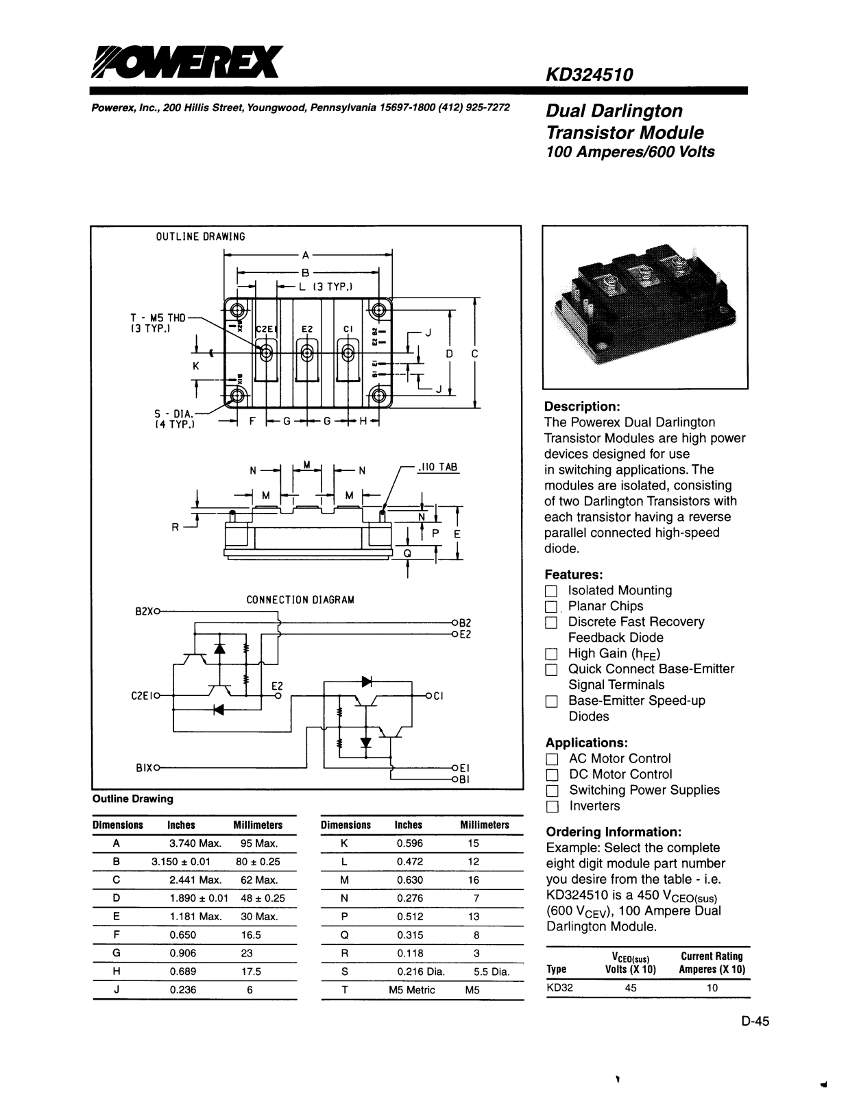 POWEREX KD324510 Datasheet