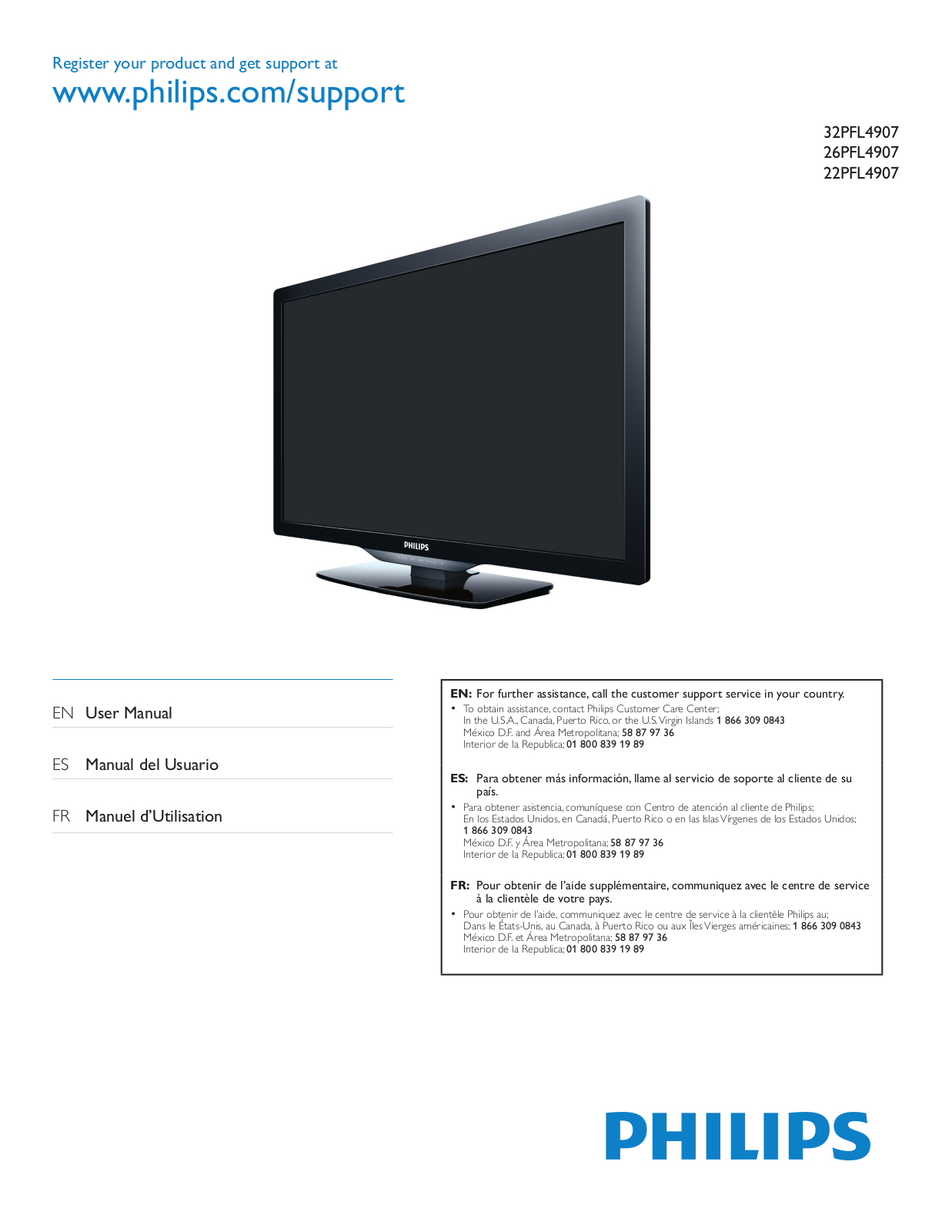 PHILIPS 22PFL4907, 26PFL4907 User Manual