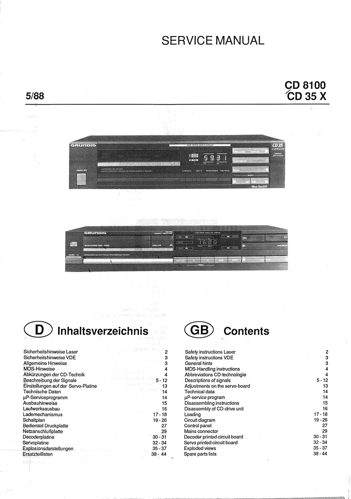 Grundig CD-35X-8100 Schematic