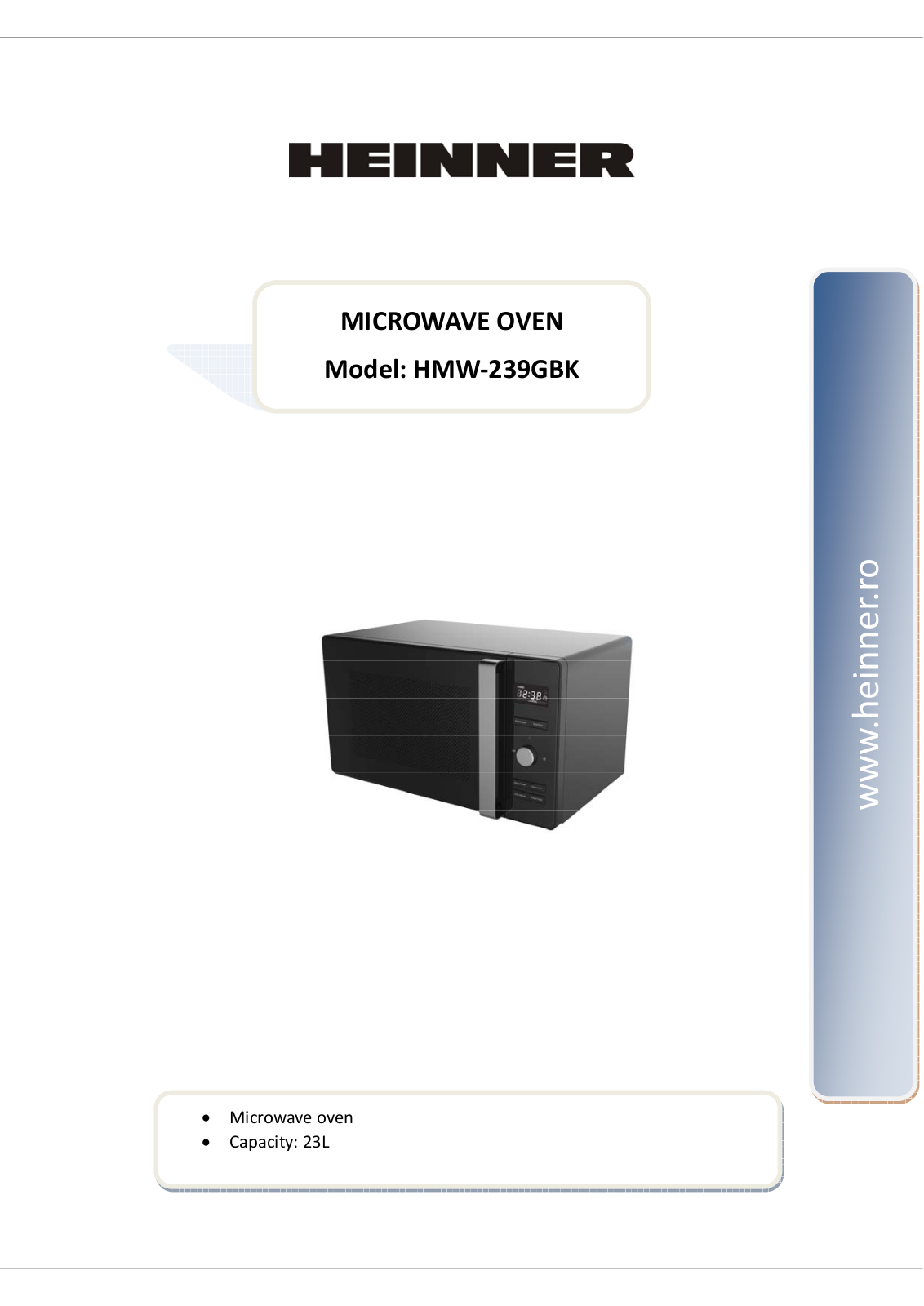 Heinner HMW-239GBK User guide - ManualMachine.com