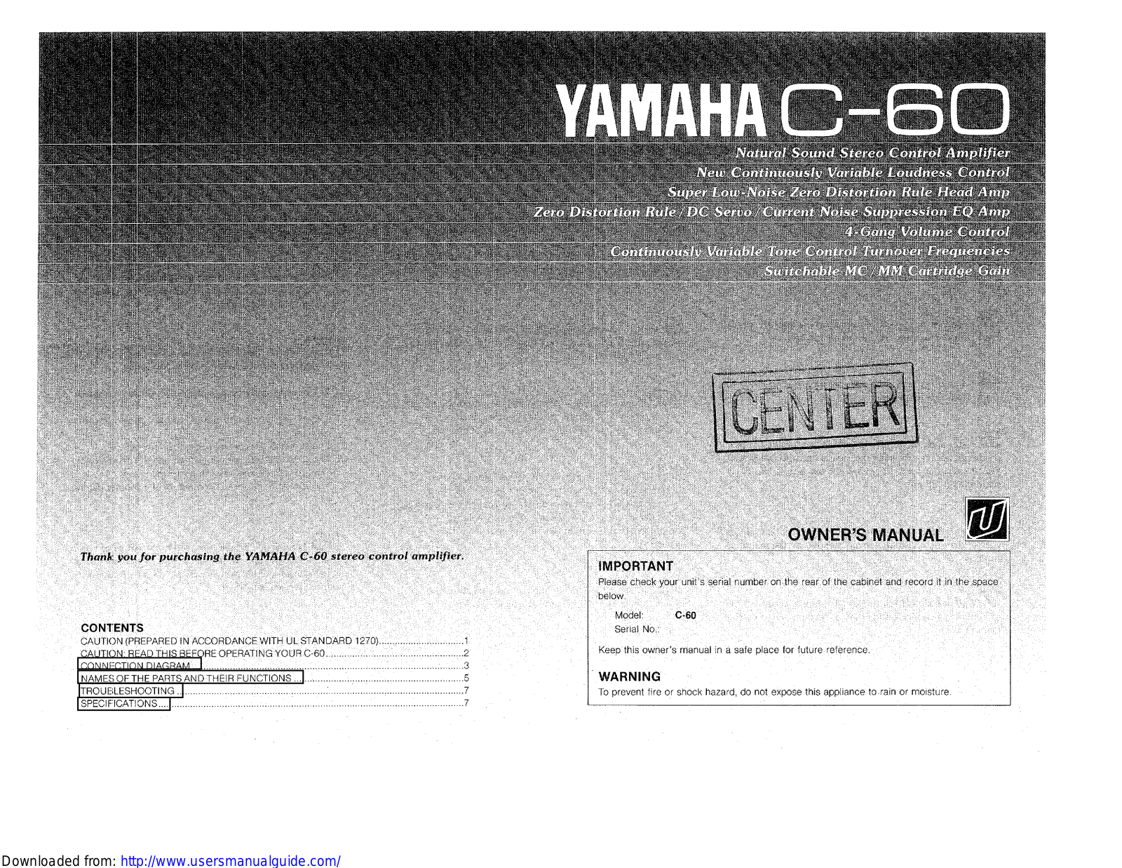 Yamaha Audio C-60 User Manual