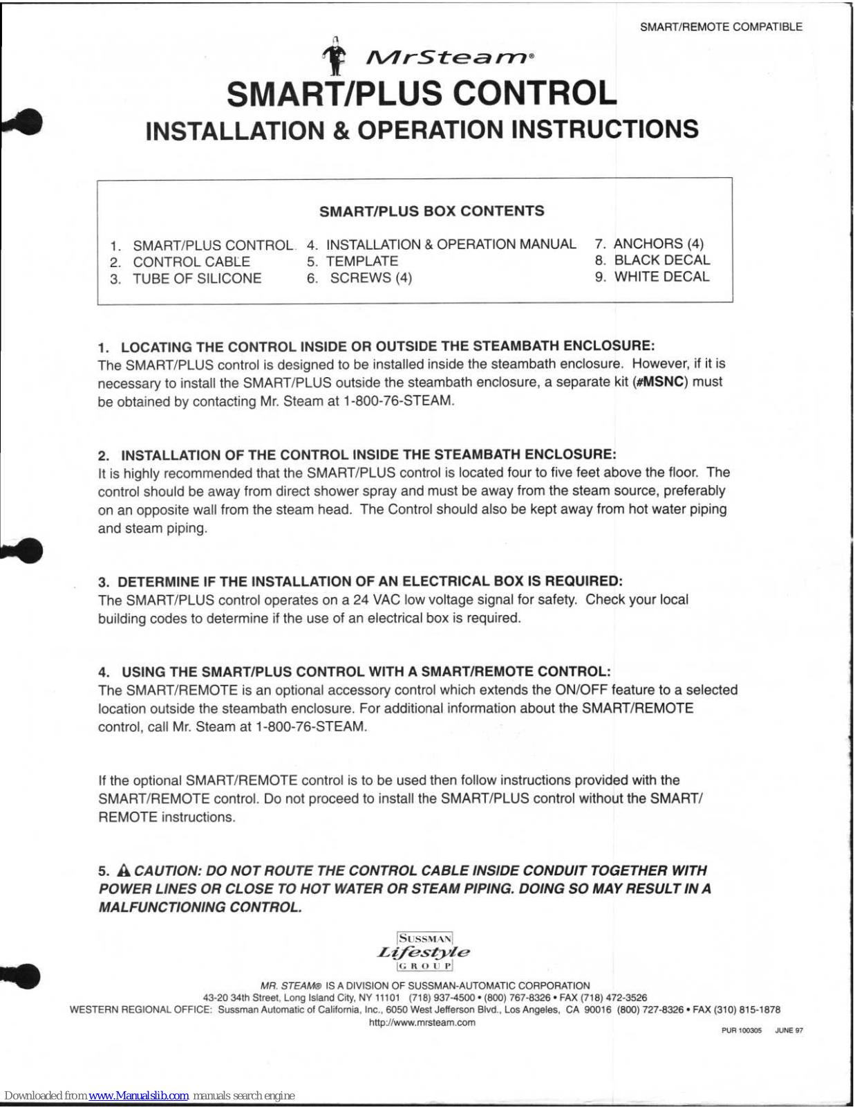 mr. steam SMART/PLUS Operation Instructions - ManualMachine.com