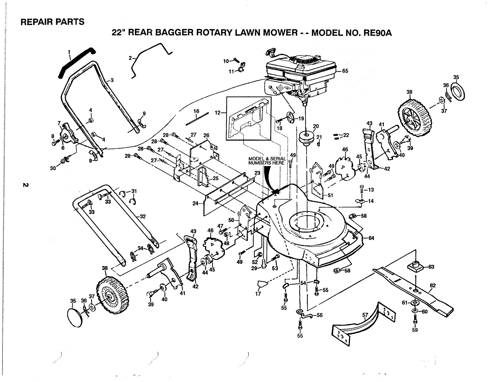 AYP RE90A Parts List