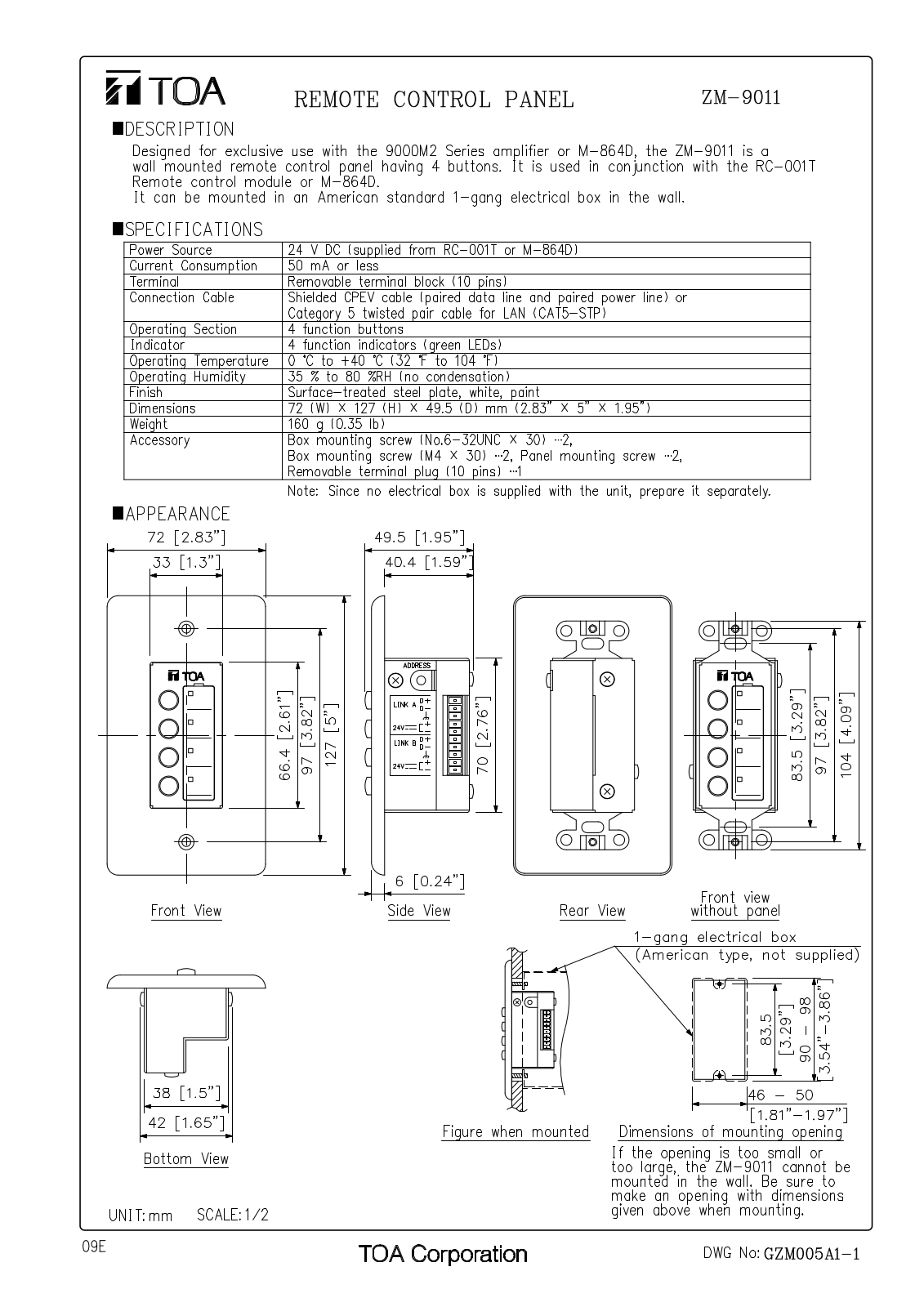 TOA ZM-9011 User Manual