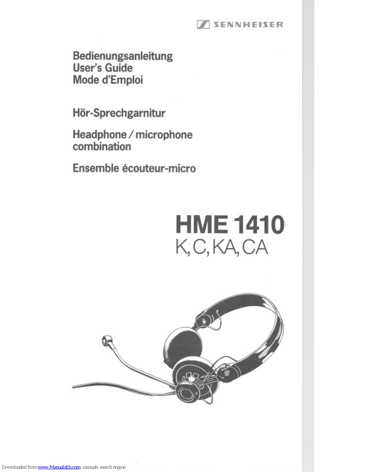 Sennheiser HME 1410 KA, HME 1410 CA, HME 1410 K C KA CA, HME 1410 K User Manual