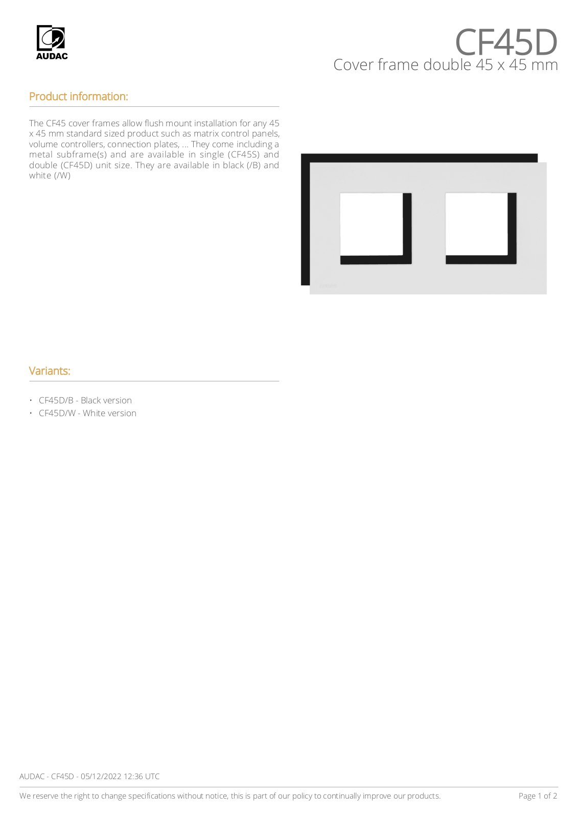 Audac CF45D User guide - ManualMachine.com