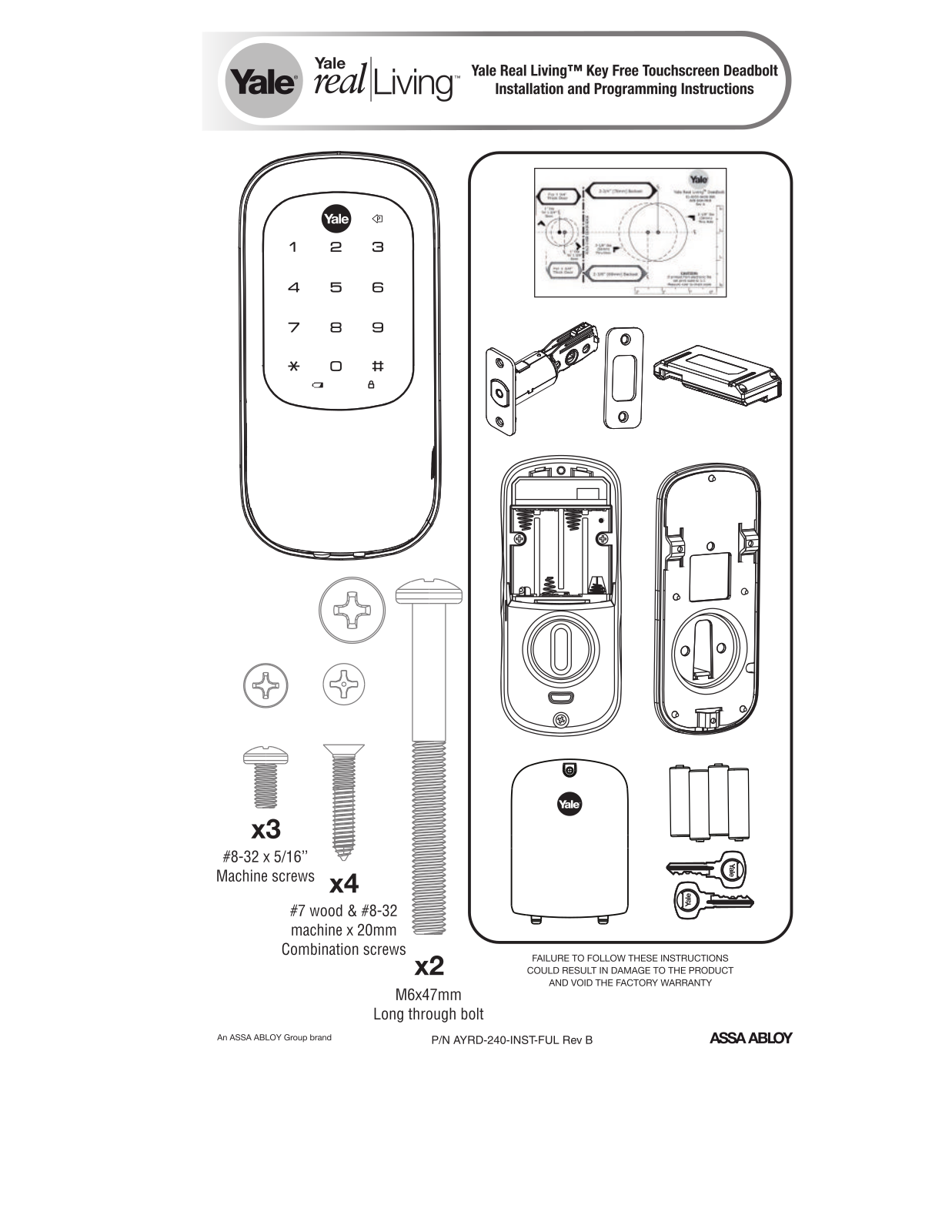 Yale YRD240-NR-0BP User Manual