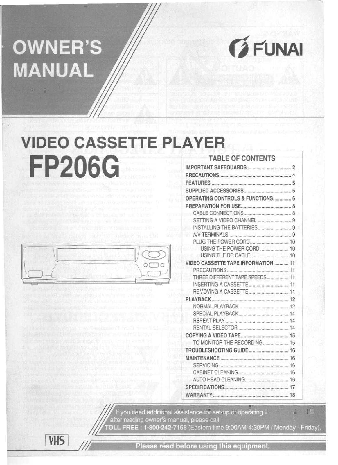 FUNAI FP206G User Manual