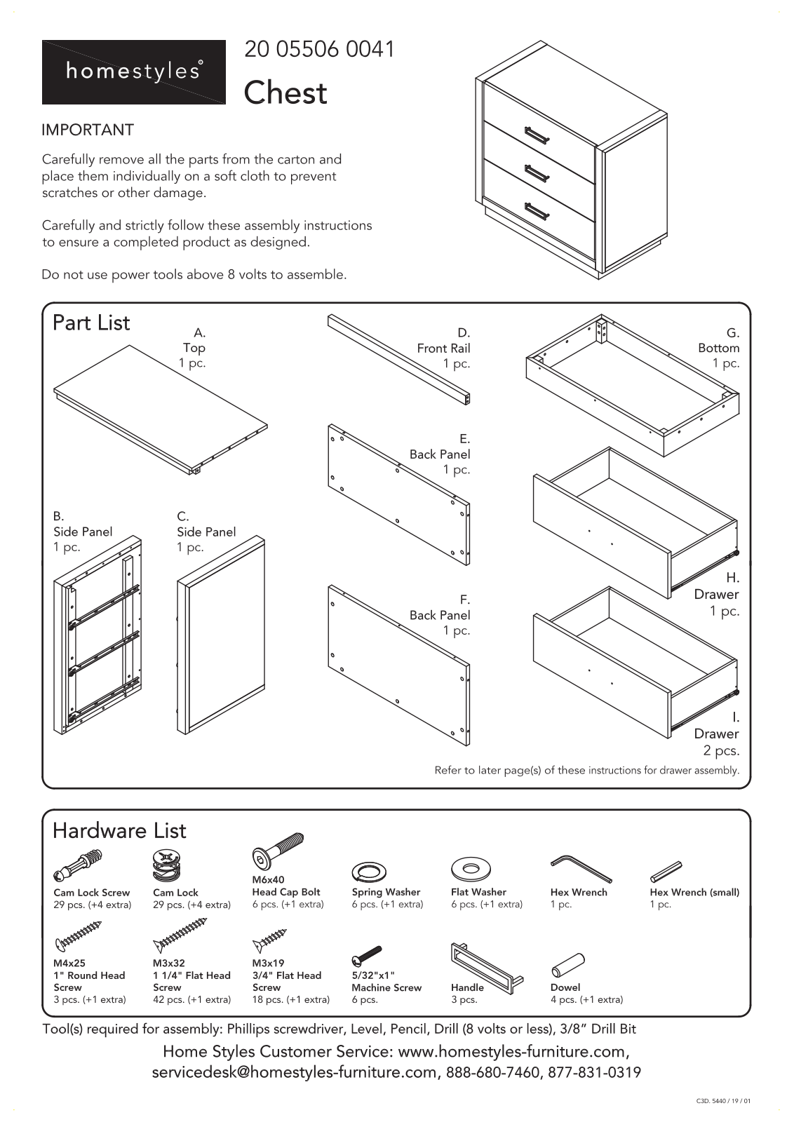 Homestyles 20 05506 0041 Assembly Instructions