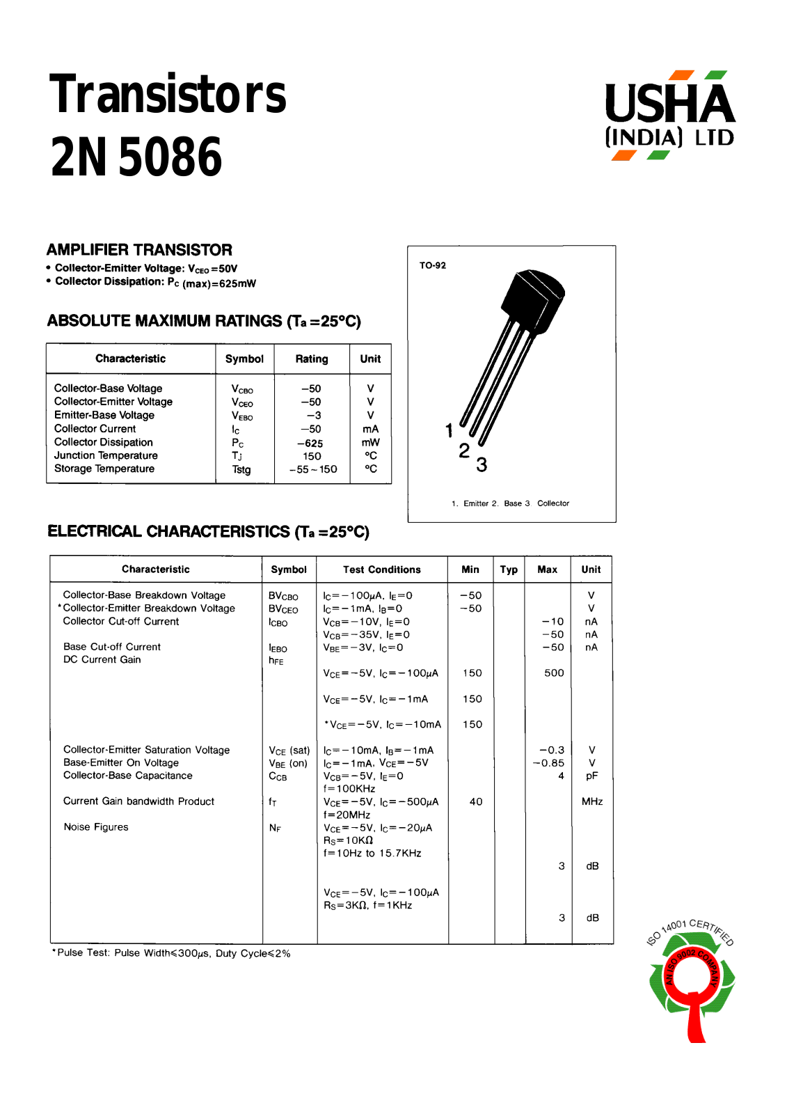 USHA 2N5086 Datasheet