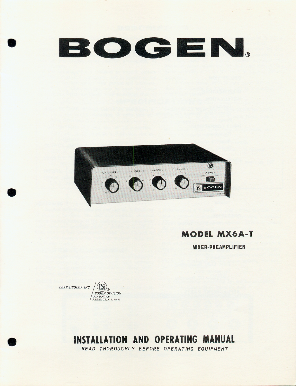 Bogen mx6a t schematic