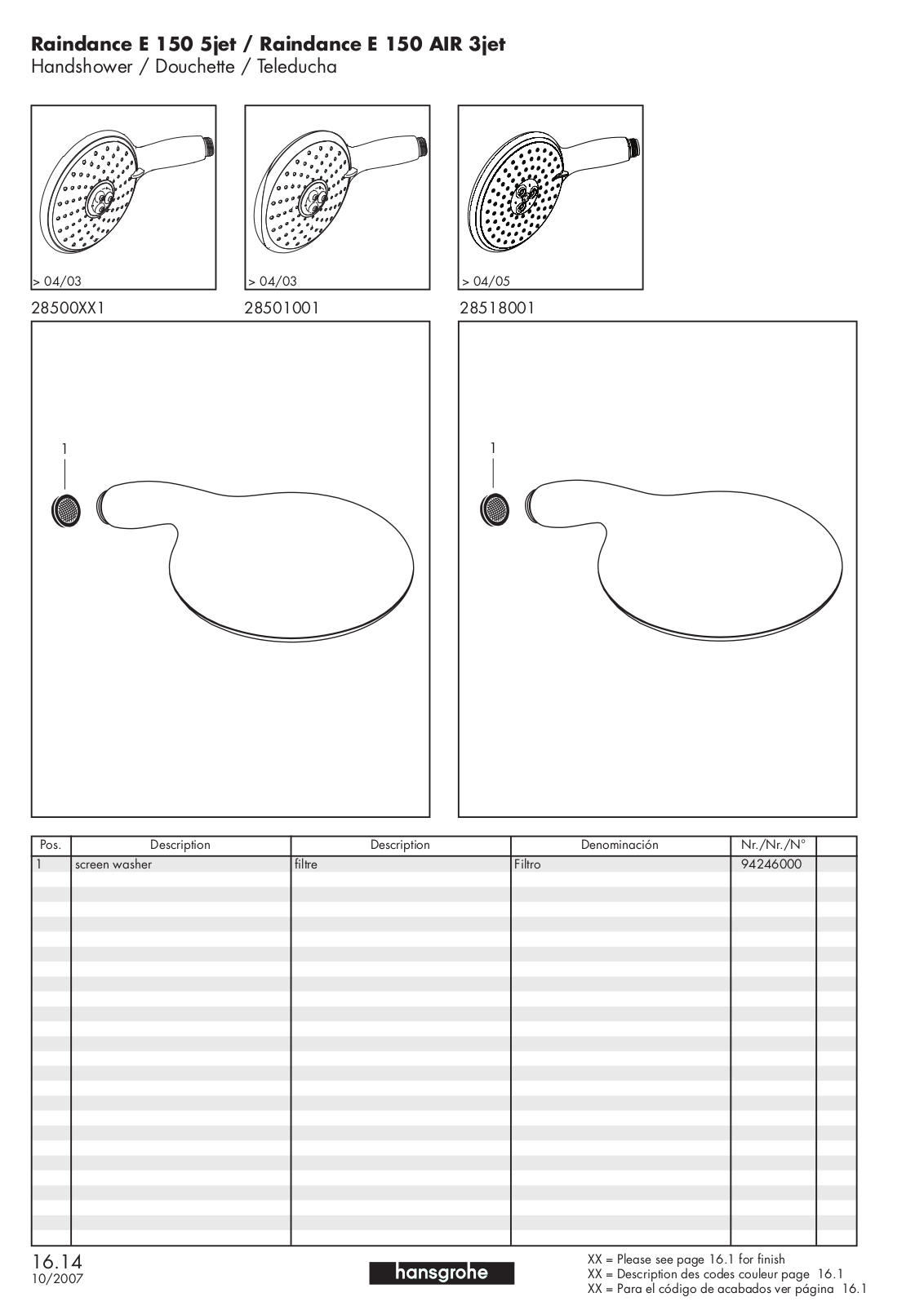 Axor E 150 AIR 3jet, E 150 5jet User Manual