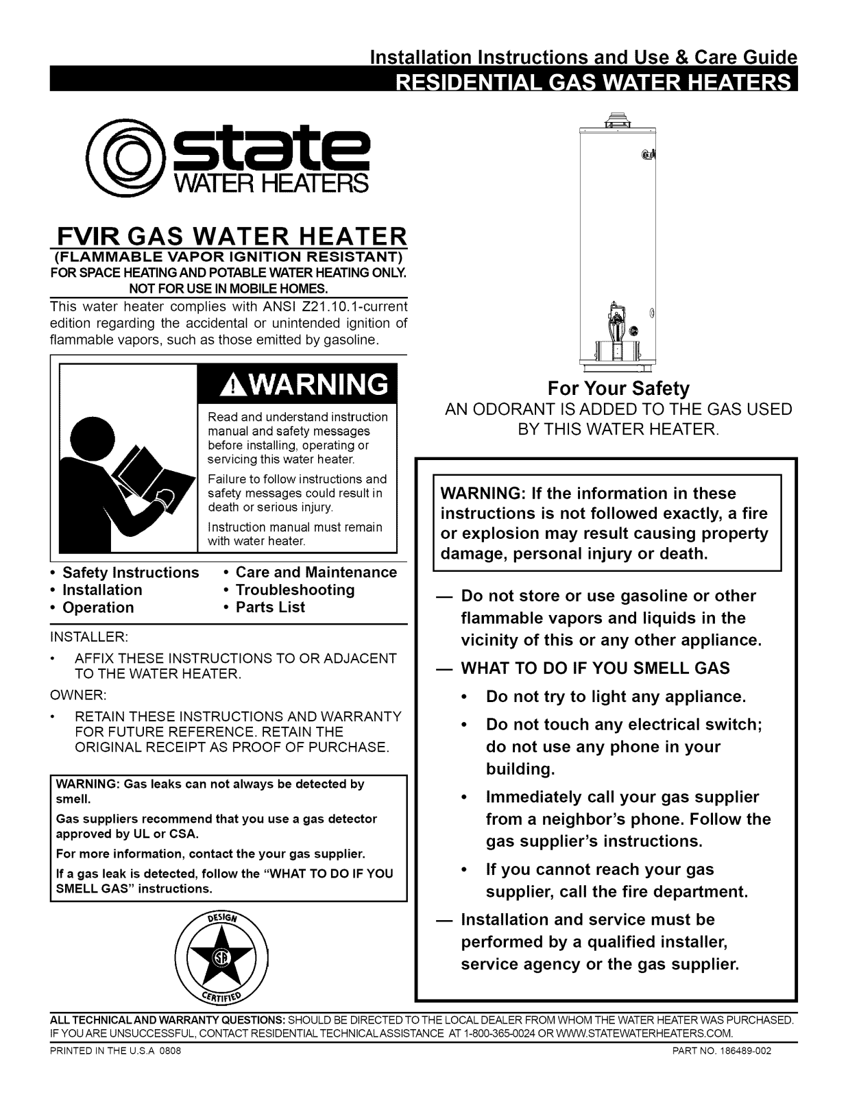 State GS650YOCT, GS650YBRS, GS640YOCT Owner’s Manual