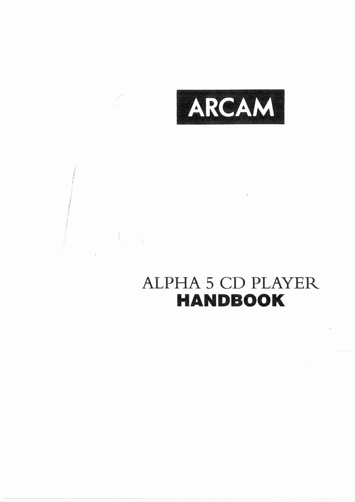 Arcam Alpha 5 User Manual