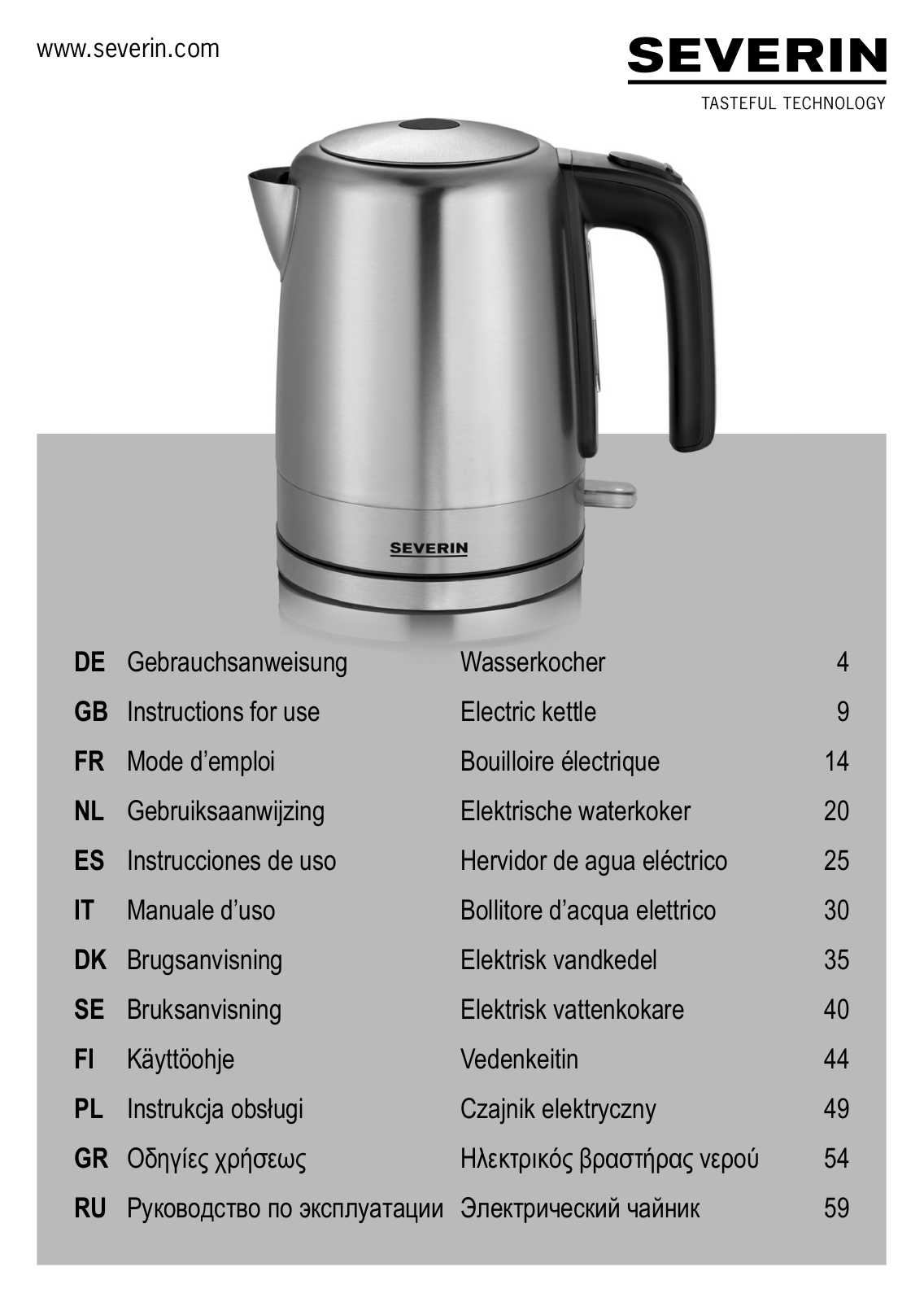 Severin WK 3496 User Manual