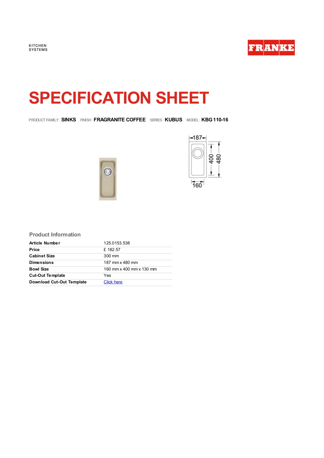 Franke Foodservice KBG 110-16 User Manual