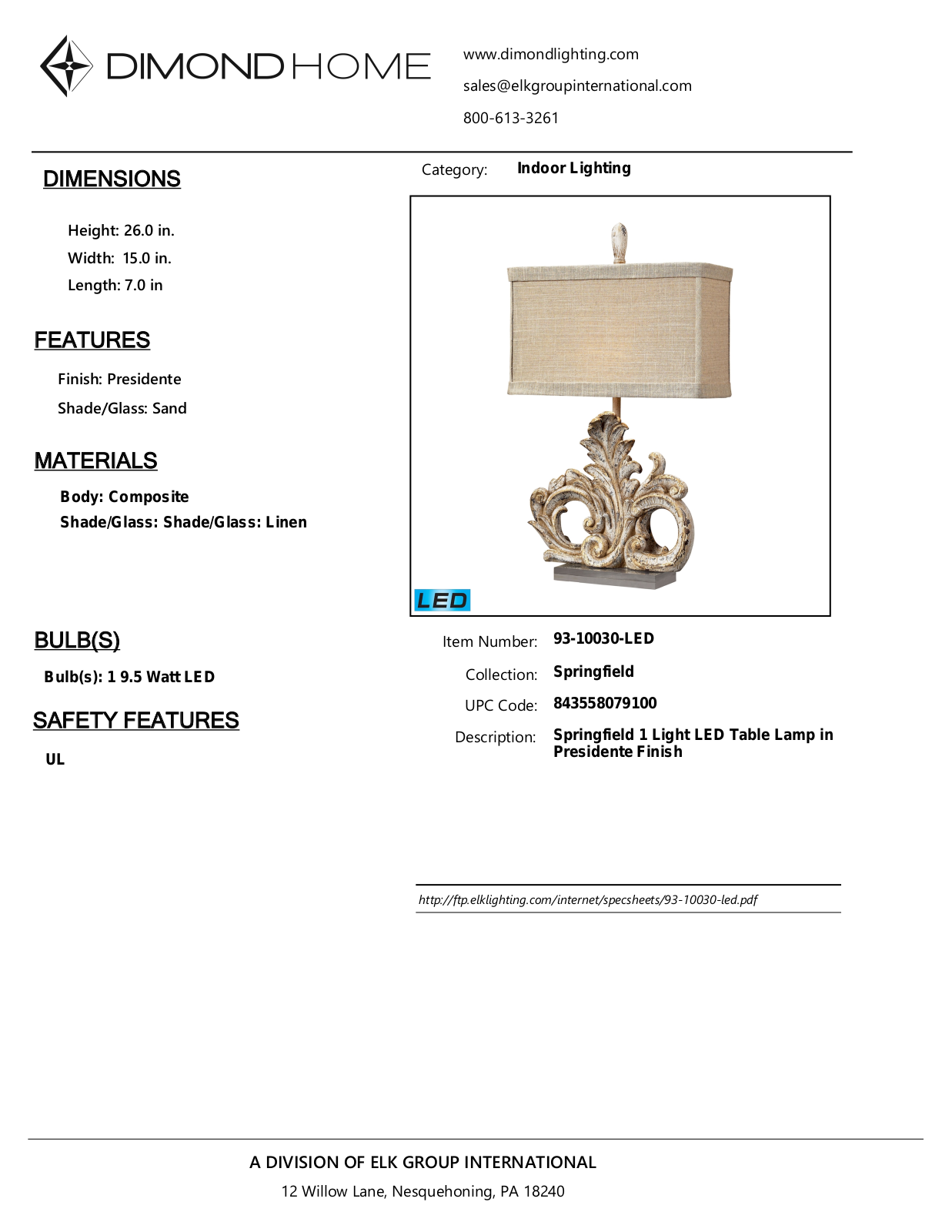 ELK Home 9310030LED User Manual