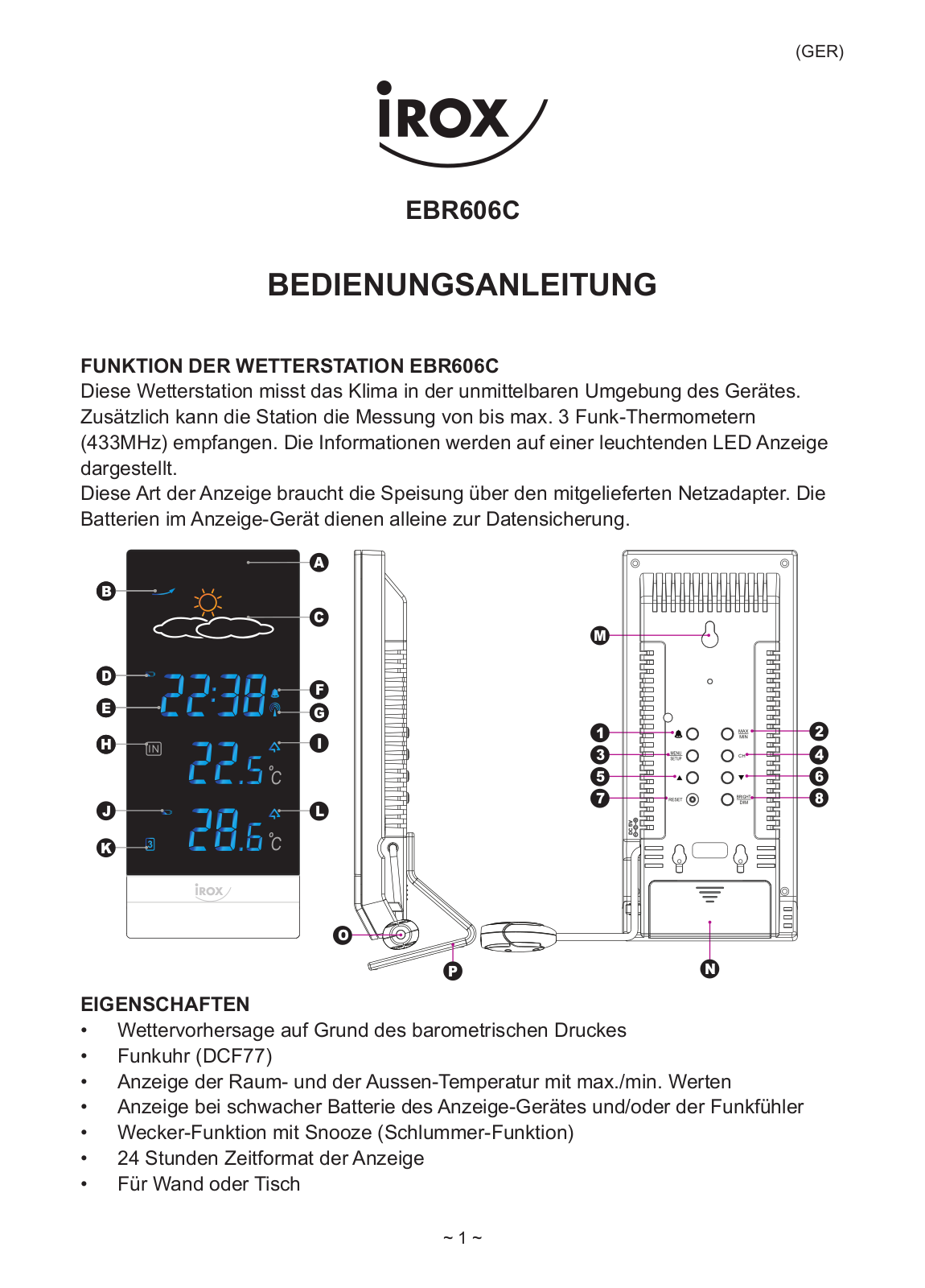 Irox EBR606C User Manual