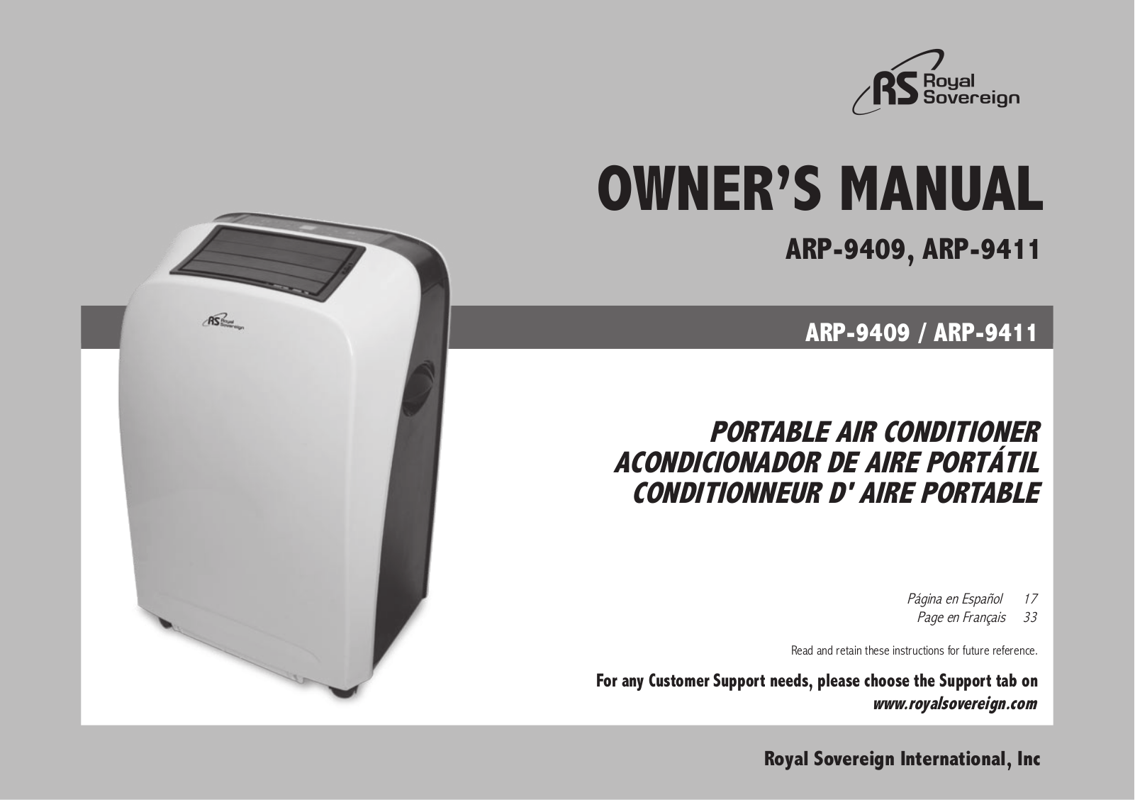 Royal Sovereign ARP-9409, ARP-9411 User Manual