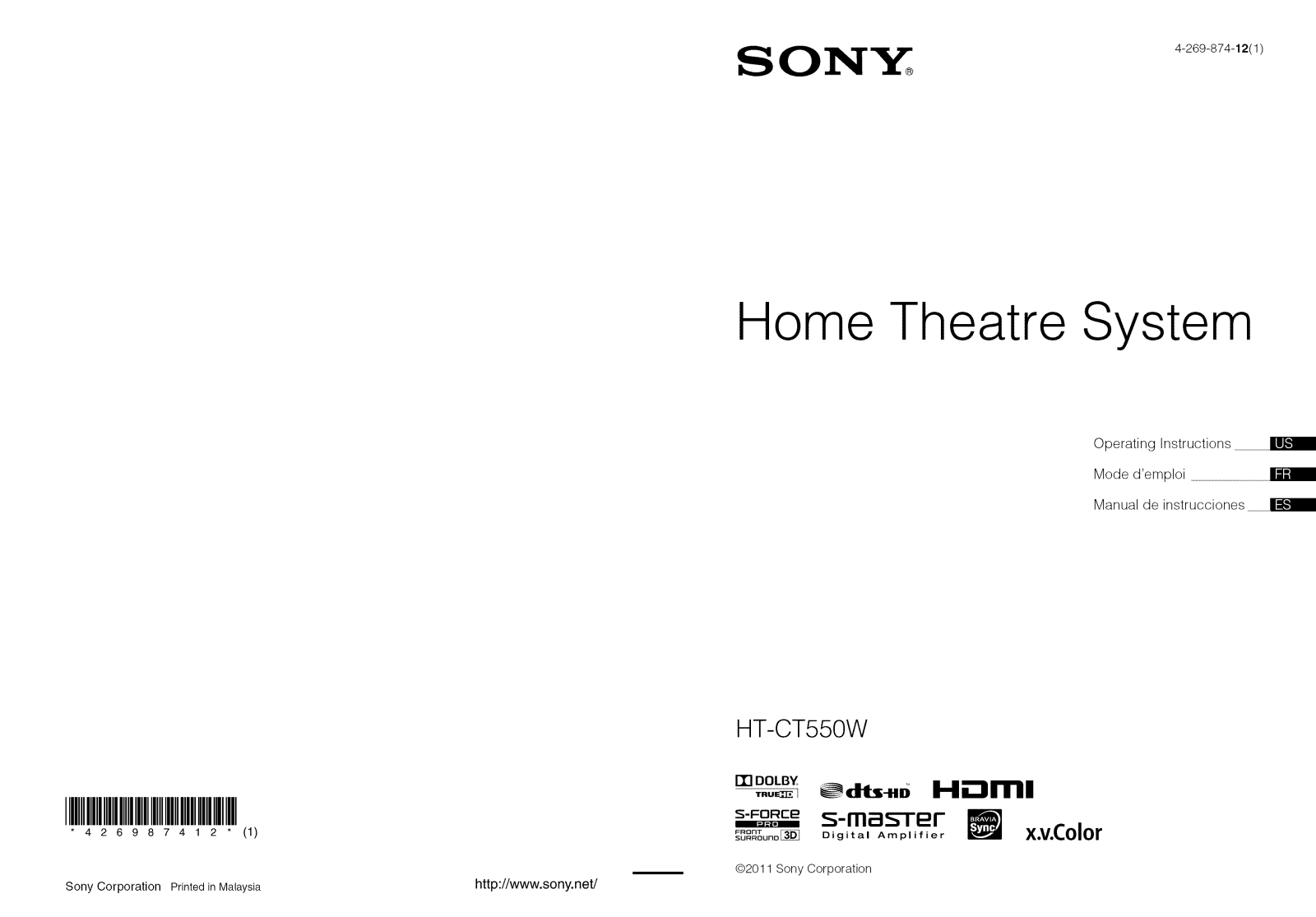 Sony SA-WCT550W Owner’s Manual
