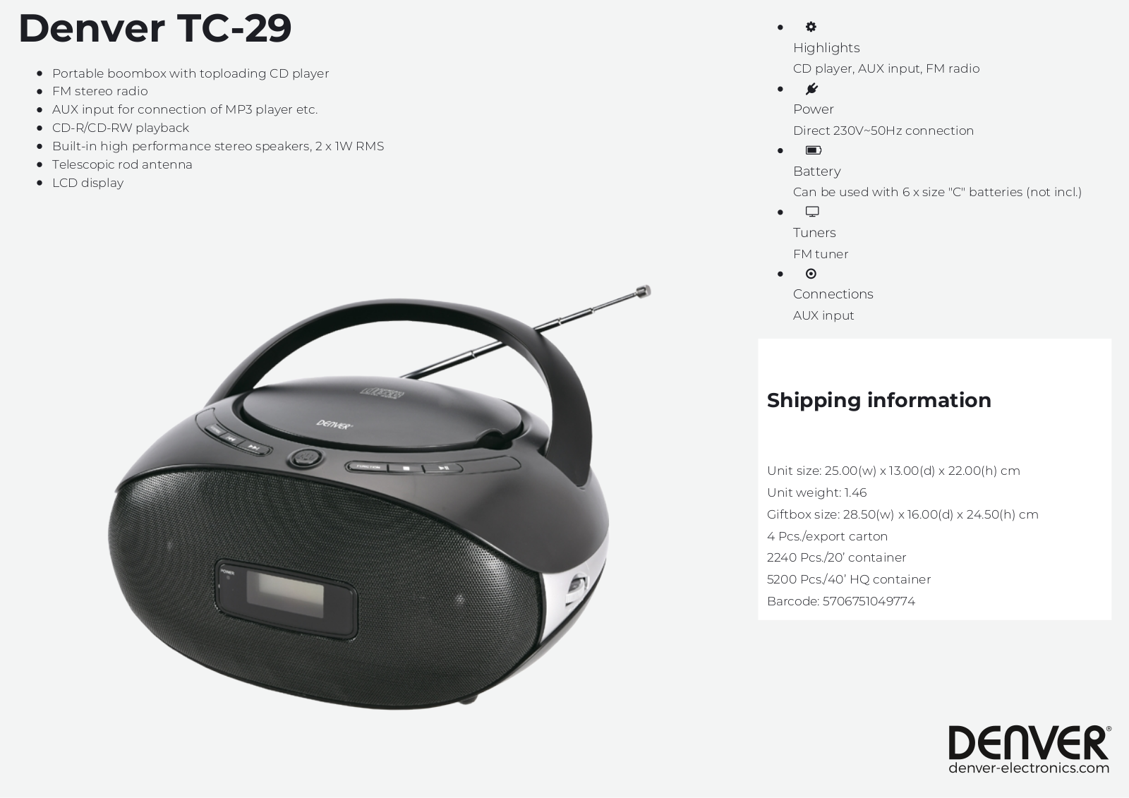 Denver TC-29 User Manual