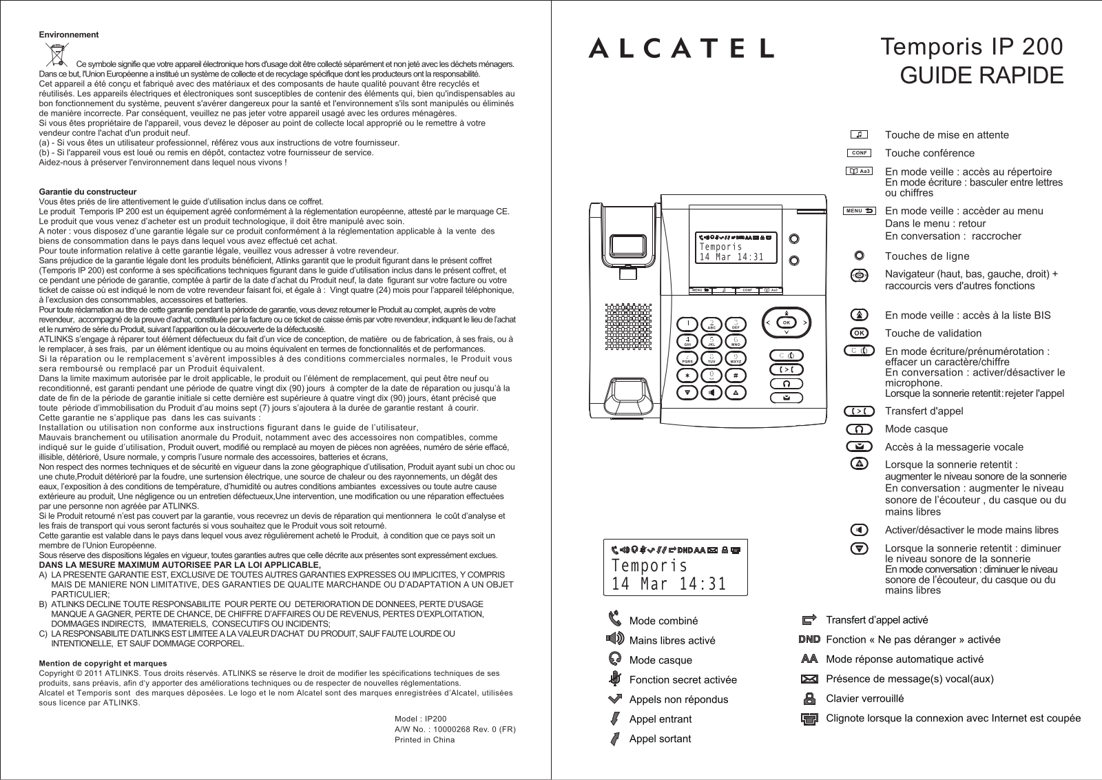 ALCATEL Temporis IP200 User Manual
