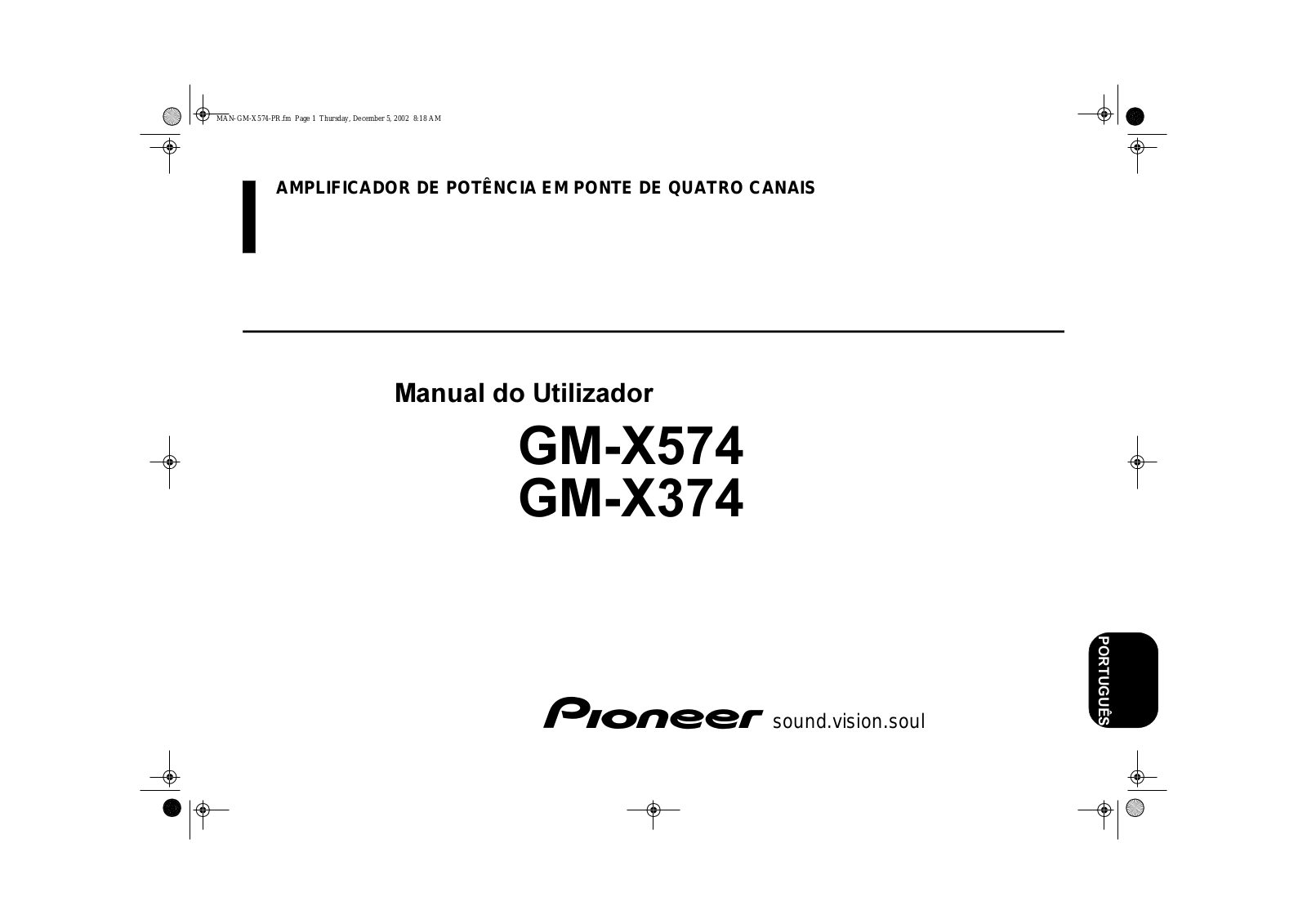 Pioneer GM-X574, GM-X374 User manual