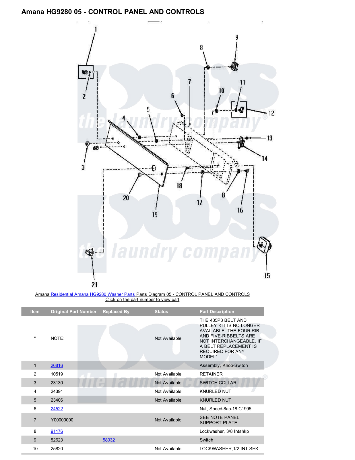 Amana HG9280 Parts Diagram