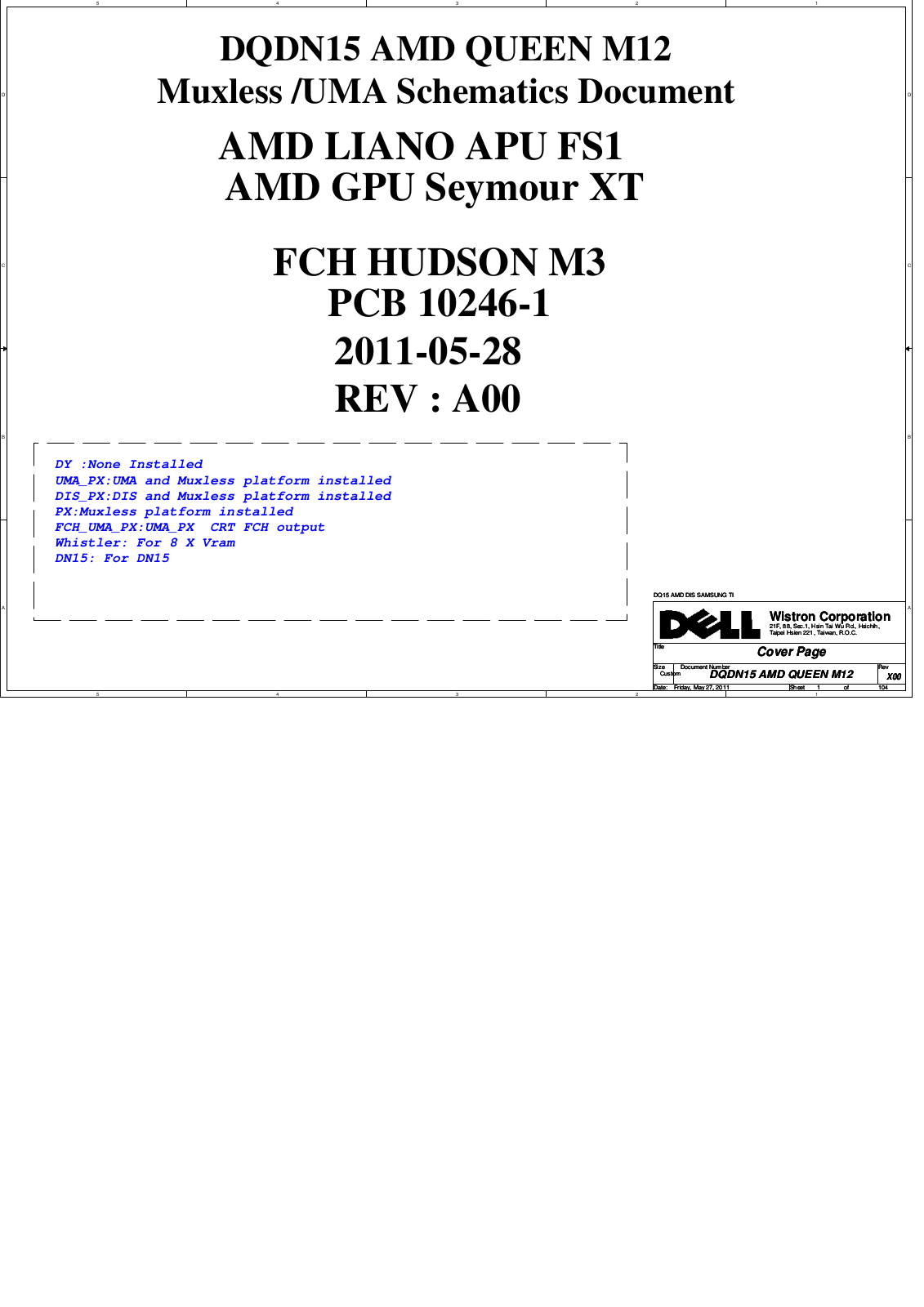 Wistron DQDN15 AMD QUEEN M12 Schematic