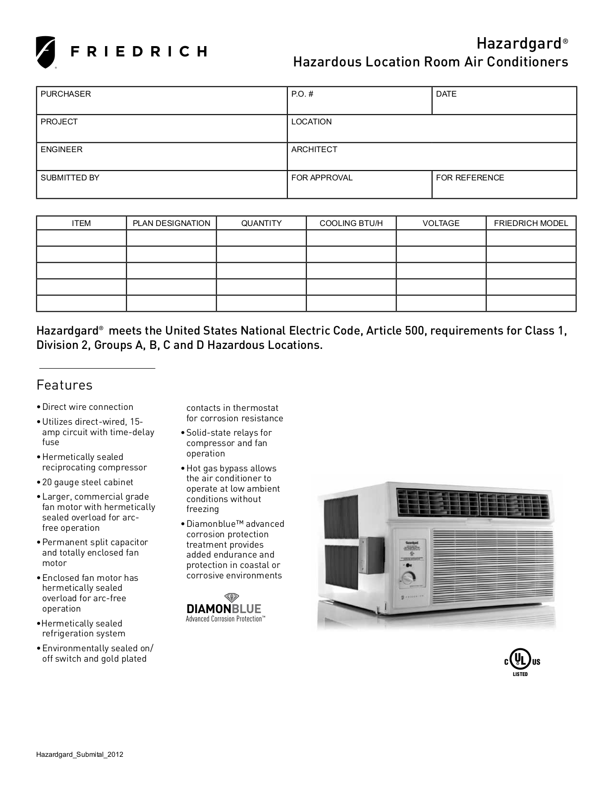 Friedrich SH15M30A Specs