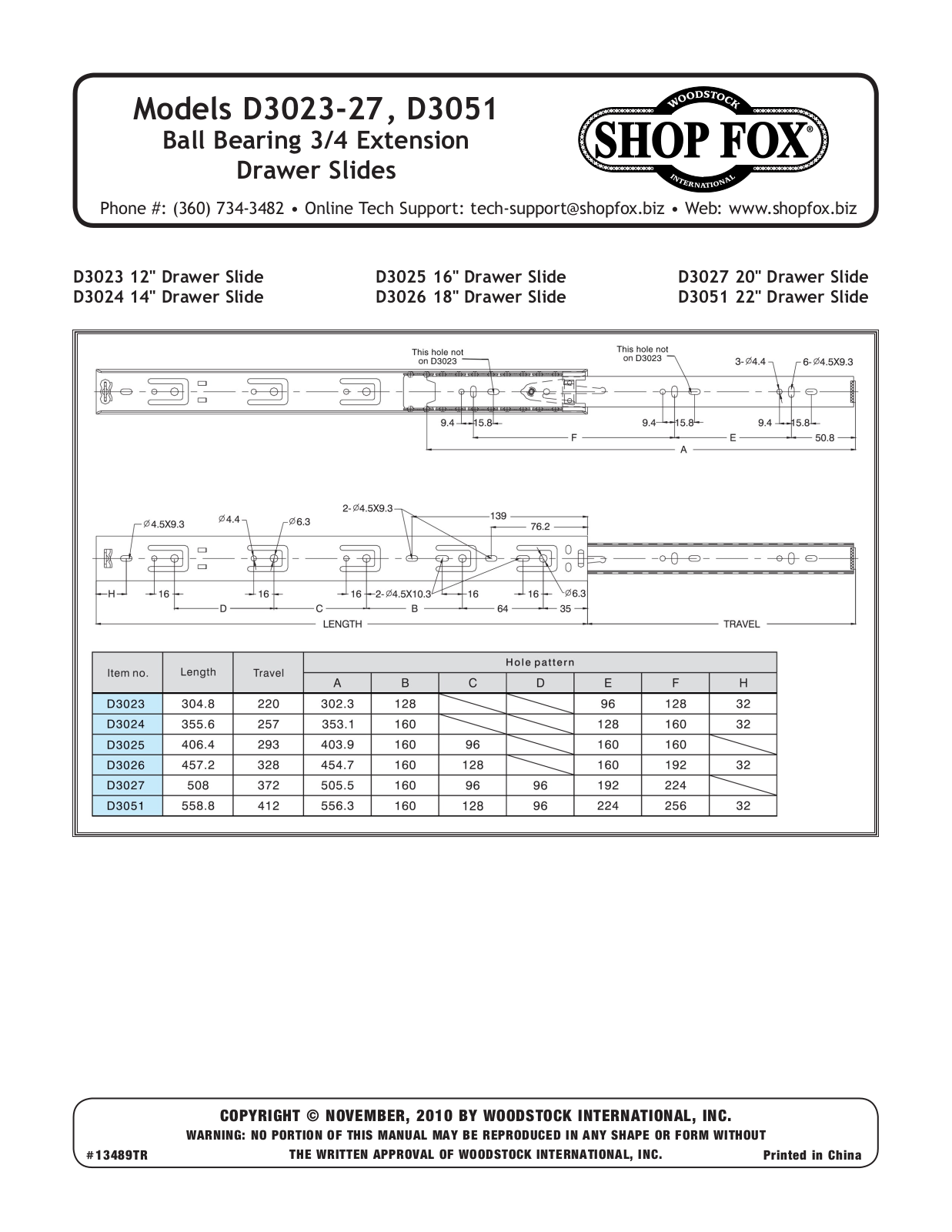 Shop Fox D3026 User guide