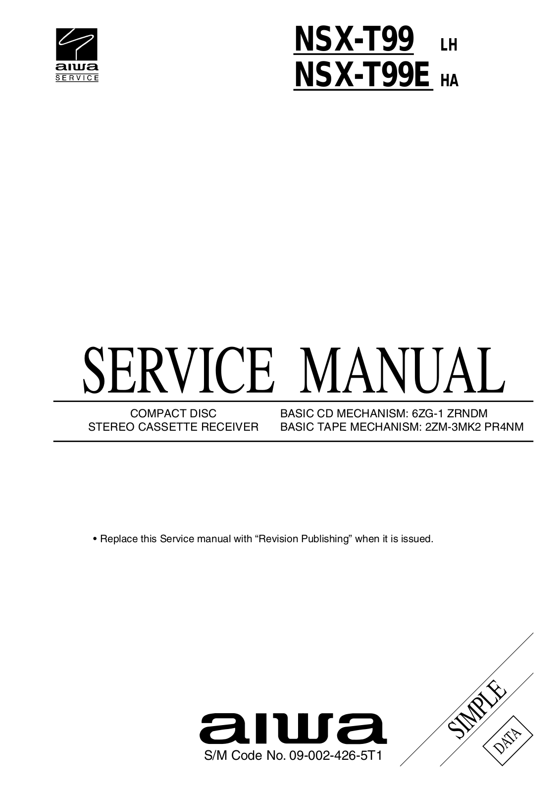 Aiwa NSX-T99 LH Service Manual