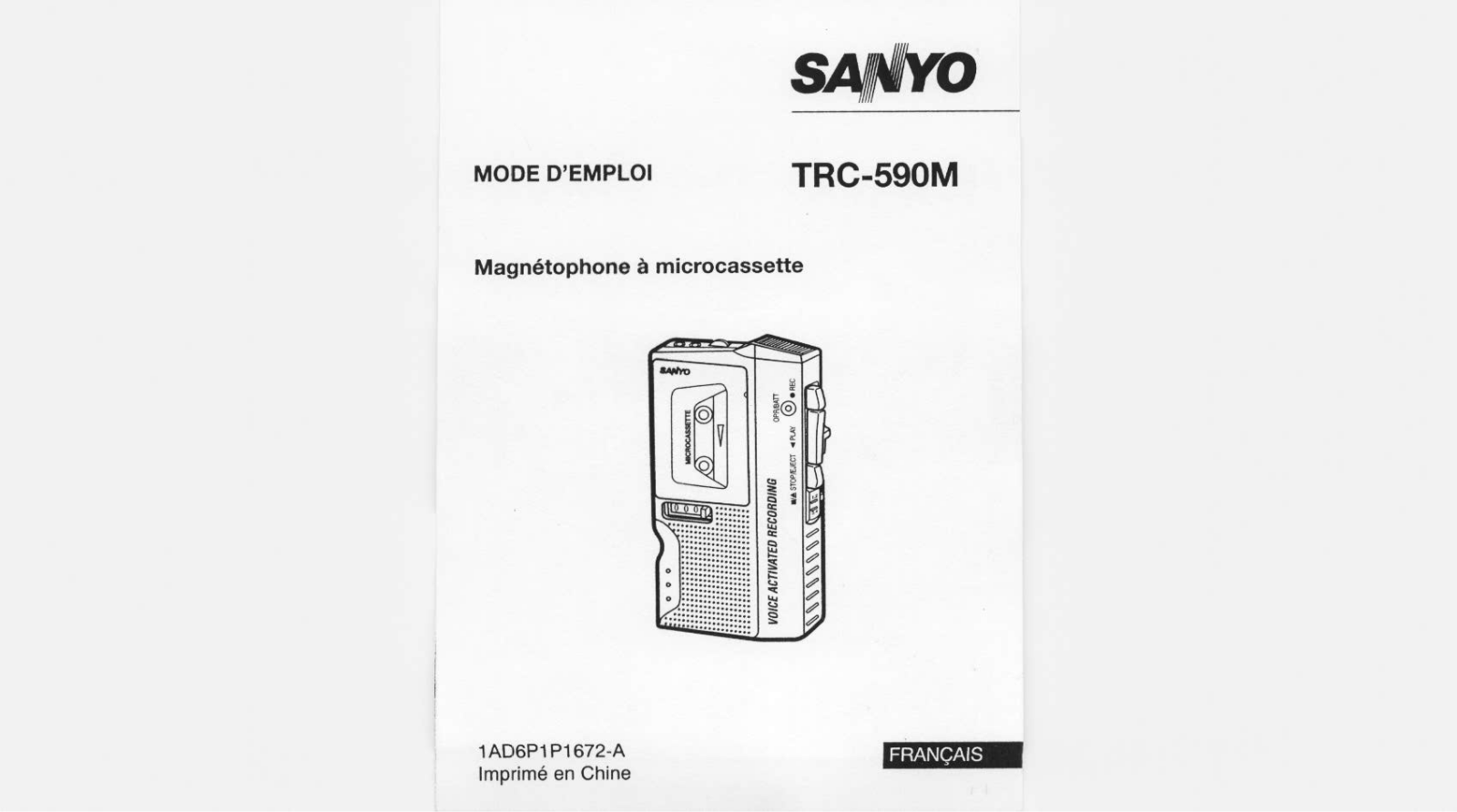 Sanyo TRC-590M Manual