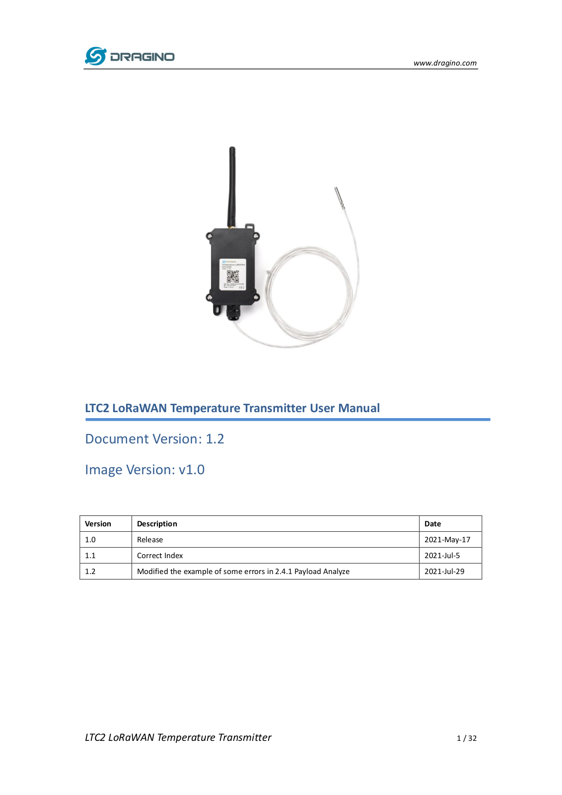 DRAGINO DRA LTC2-NA User guide