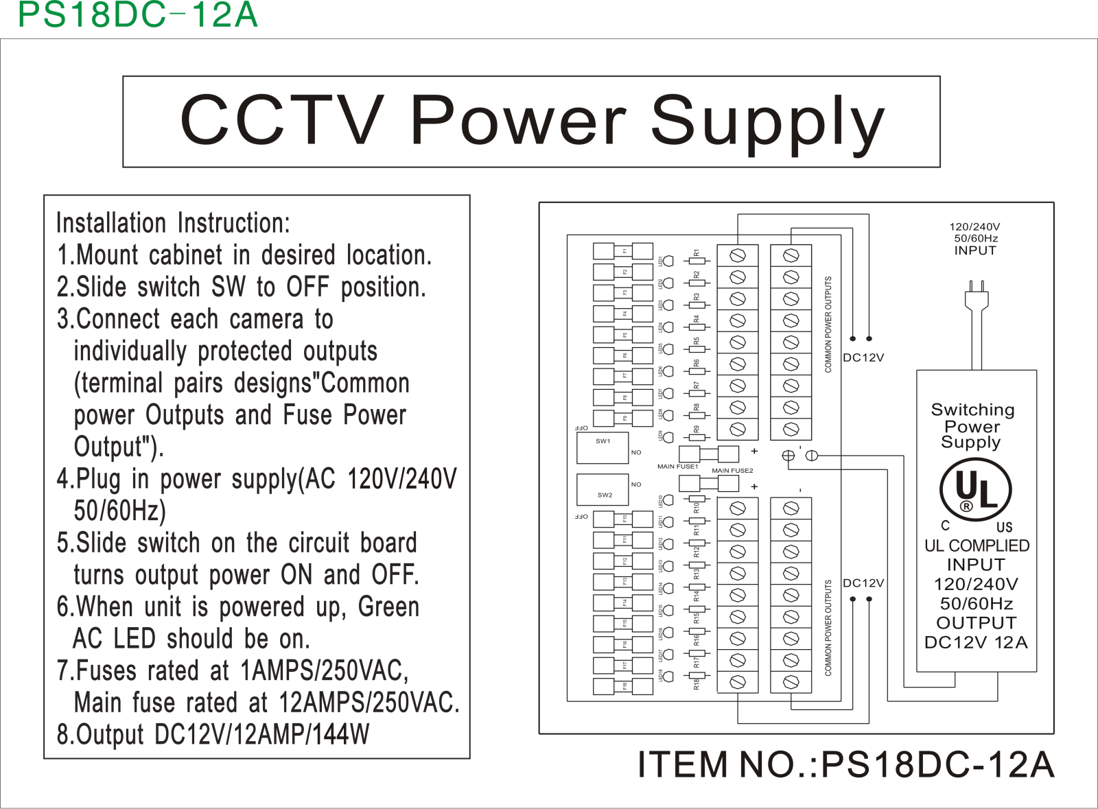 COP-USA PS18DC-12A User Manual