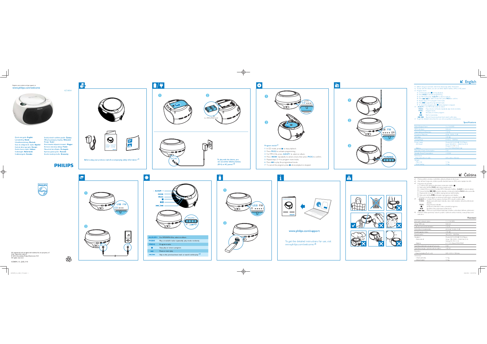 Philips AZ380W Quick user guide