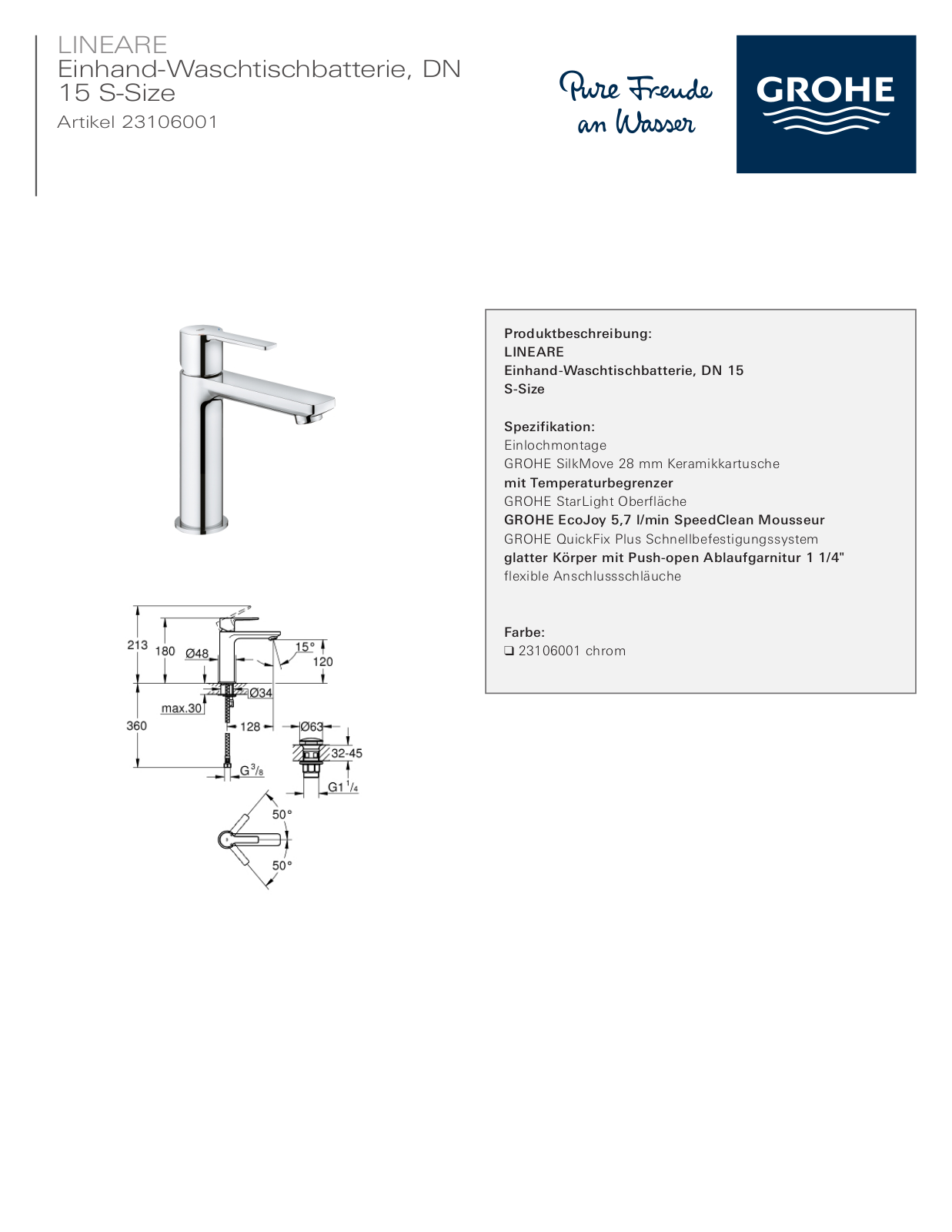 GROHE LINEARE Service Manual