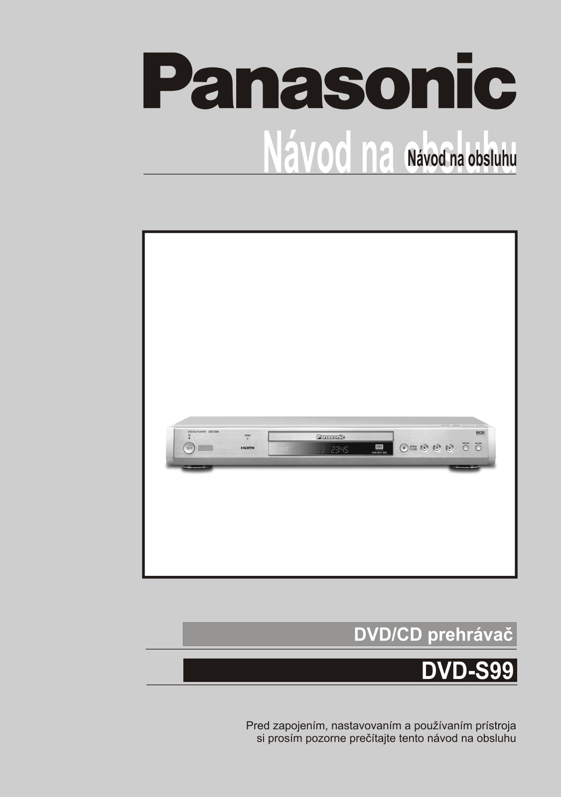 Panasonic DVDS99 User Manual