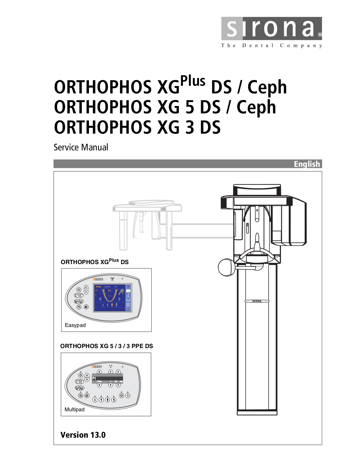 Sirona Orthophos XG Service manual