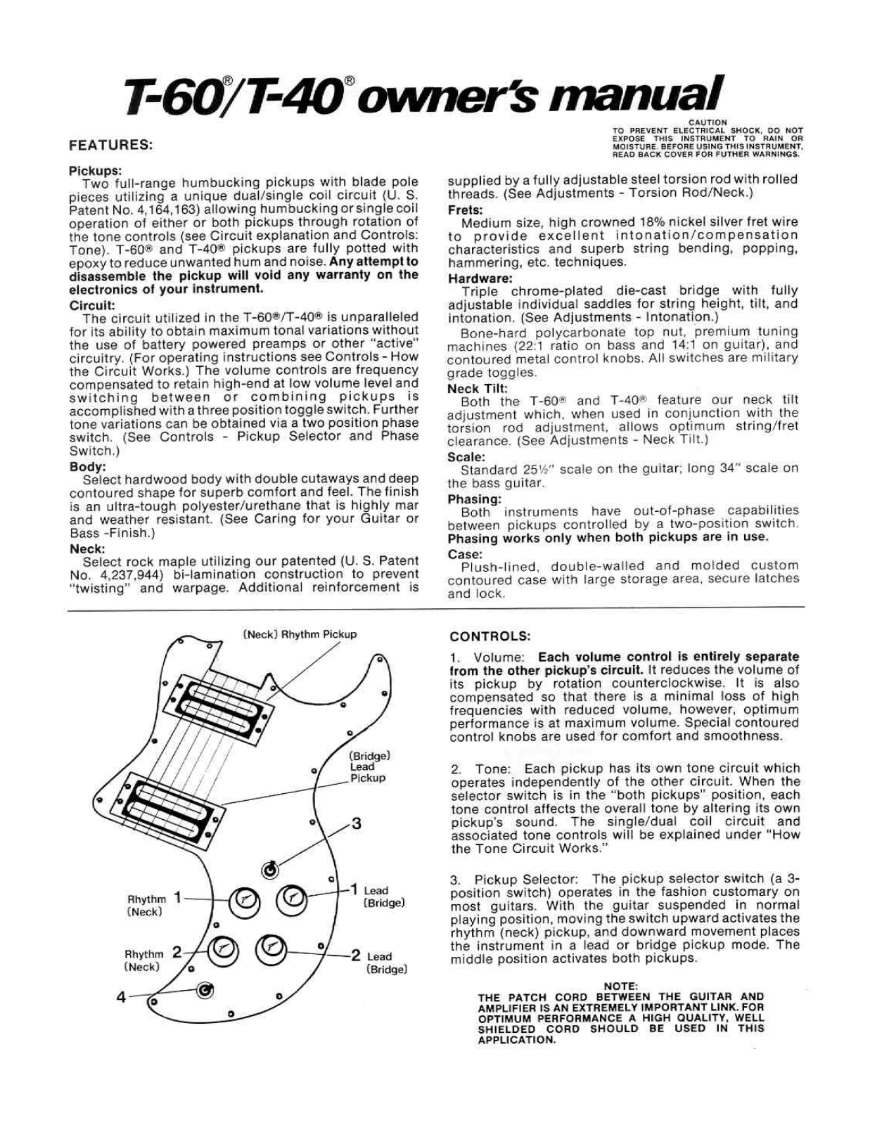 Peavey T-60, T-40 User Manual