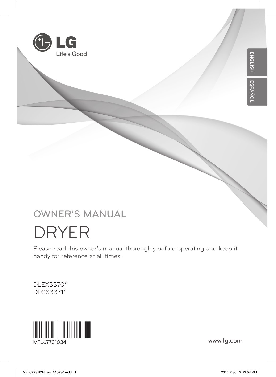 Lg DLGX3371W, DLEX3370V Product Manual