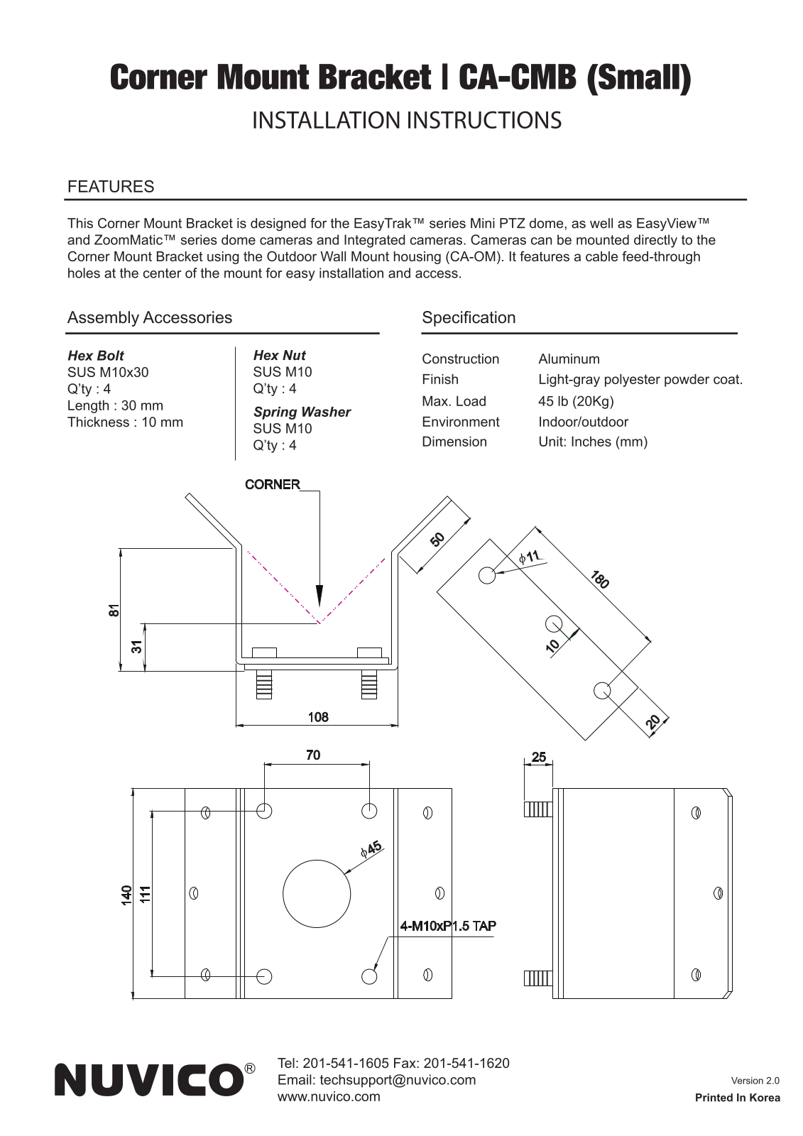 Nuvico CA-CMB Specsheet