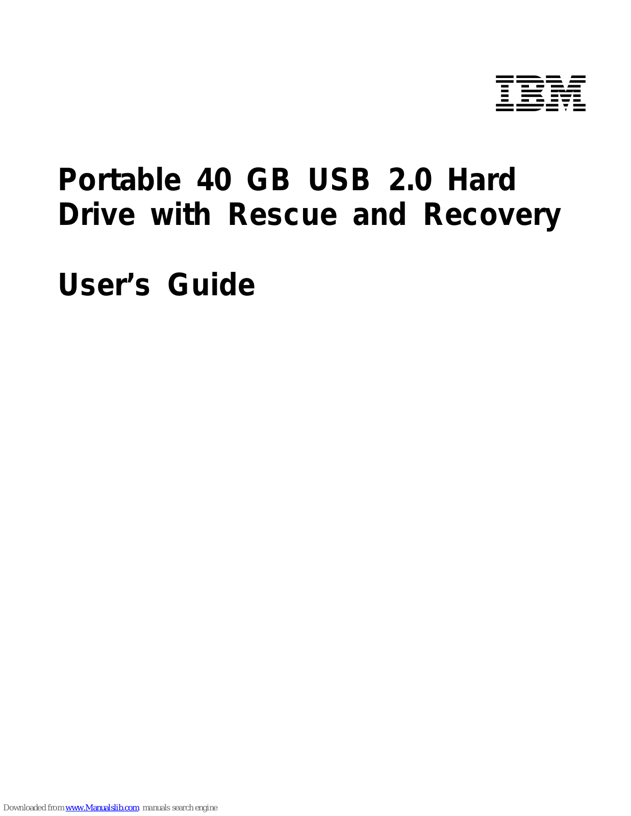 IBM Portable 40 GB User Manual