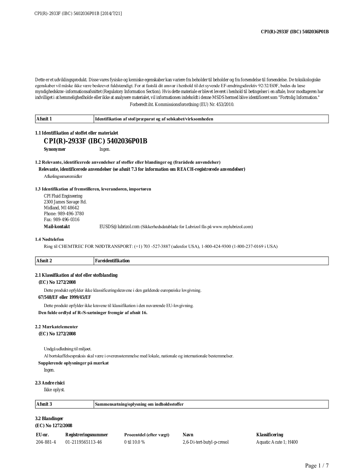 Danfoss CPI(R)-2933F Safety guide