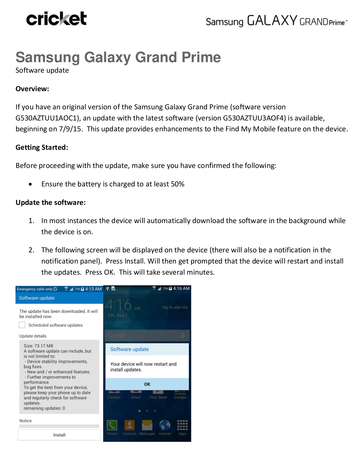 Samsung Galaxy Grand Prime Software Update User guide - ManualMachine.com